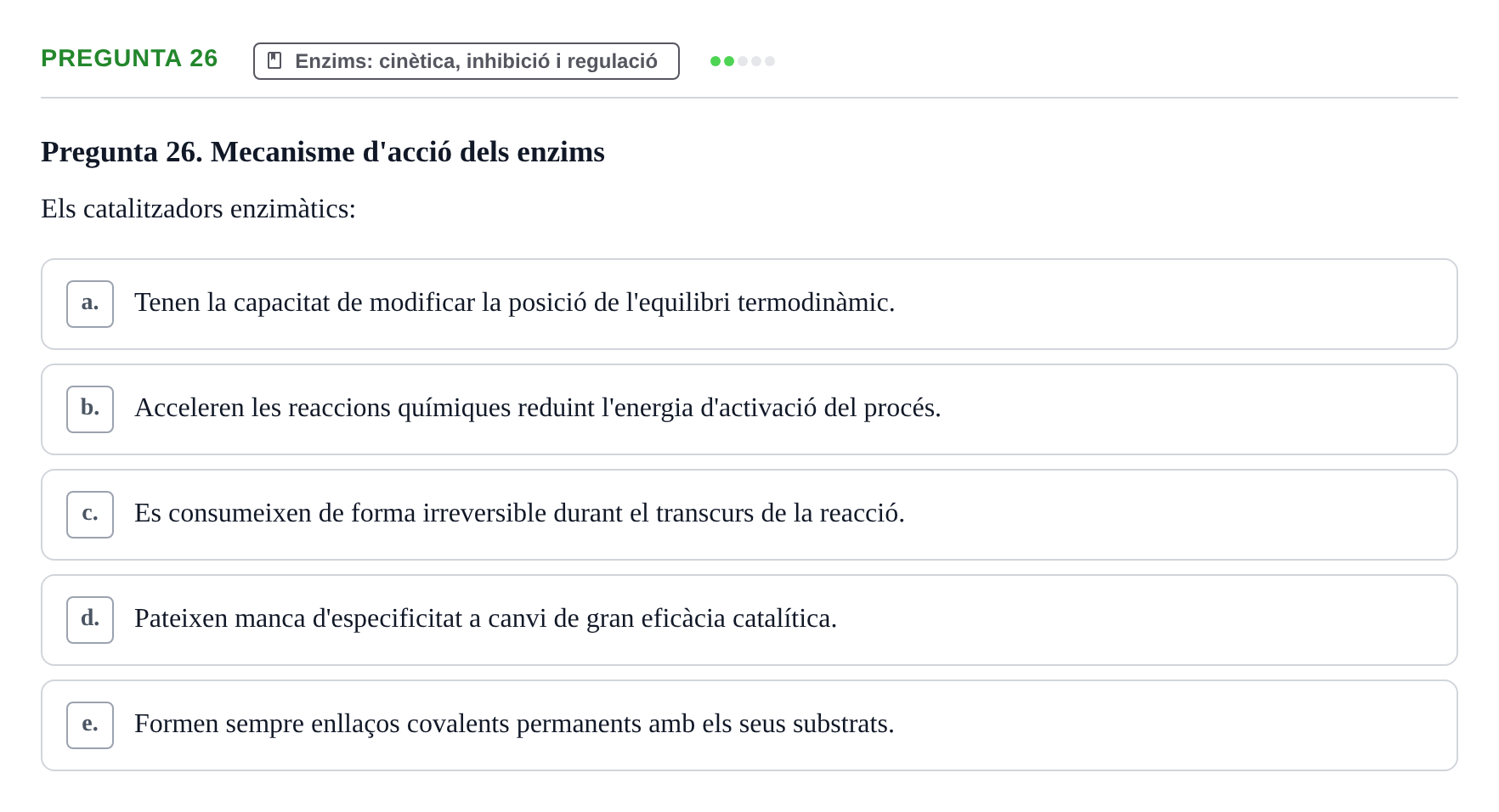 Enunciado: Pregunta 26 · Bioquímica i Biologia Molecular URV 2011
