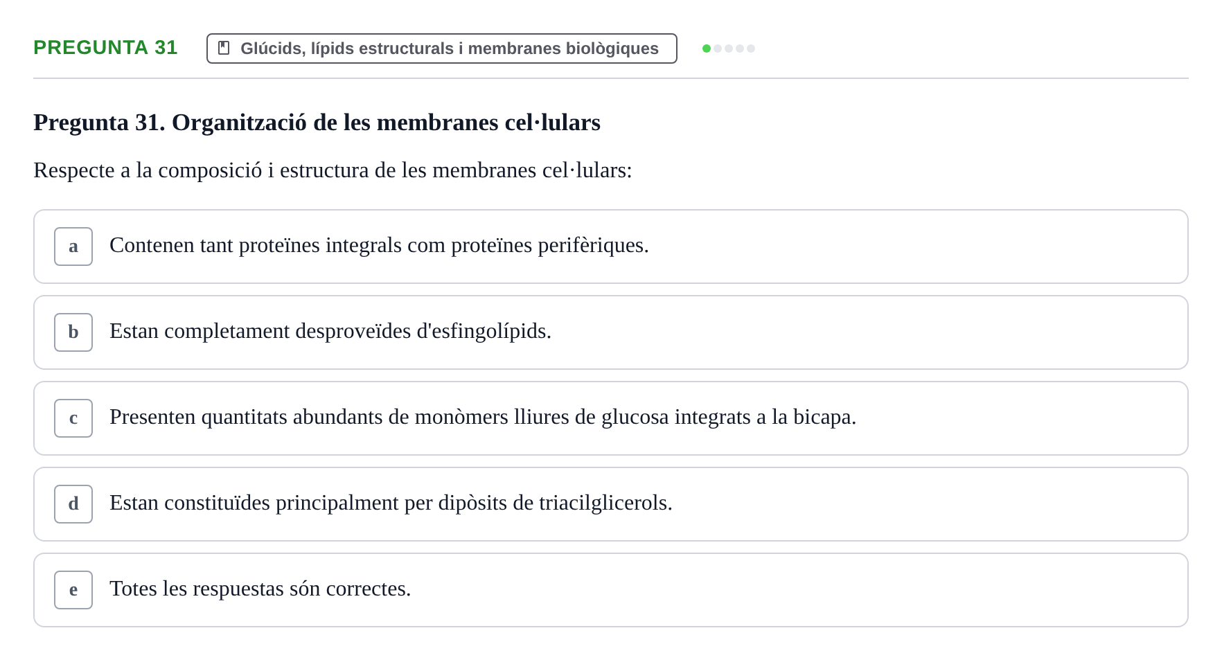 Enunciado: Pregunta 31 · Bioquímica i Biologia Molecular URV 2011