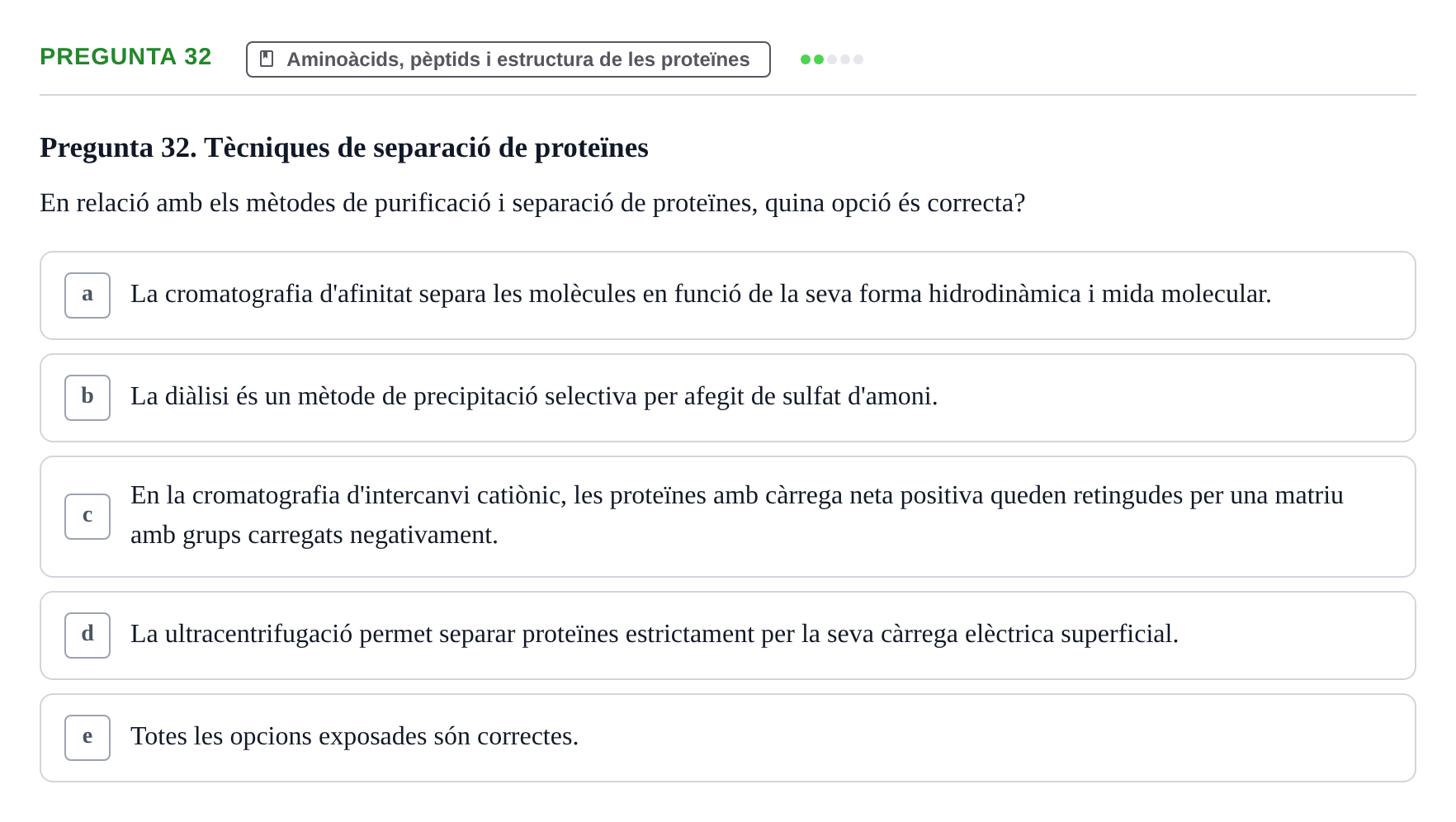 Enunciado: Pregunta 32 · Bioquímica i Biologia Molecular URV 2011