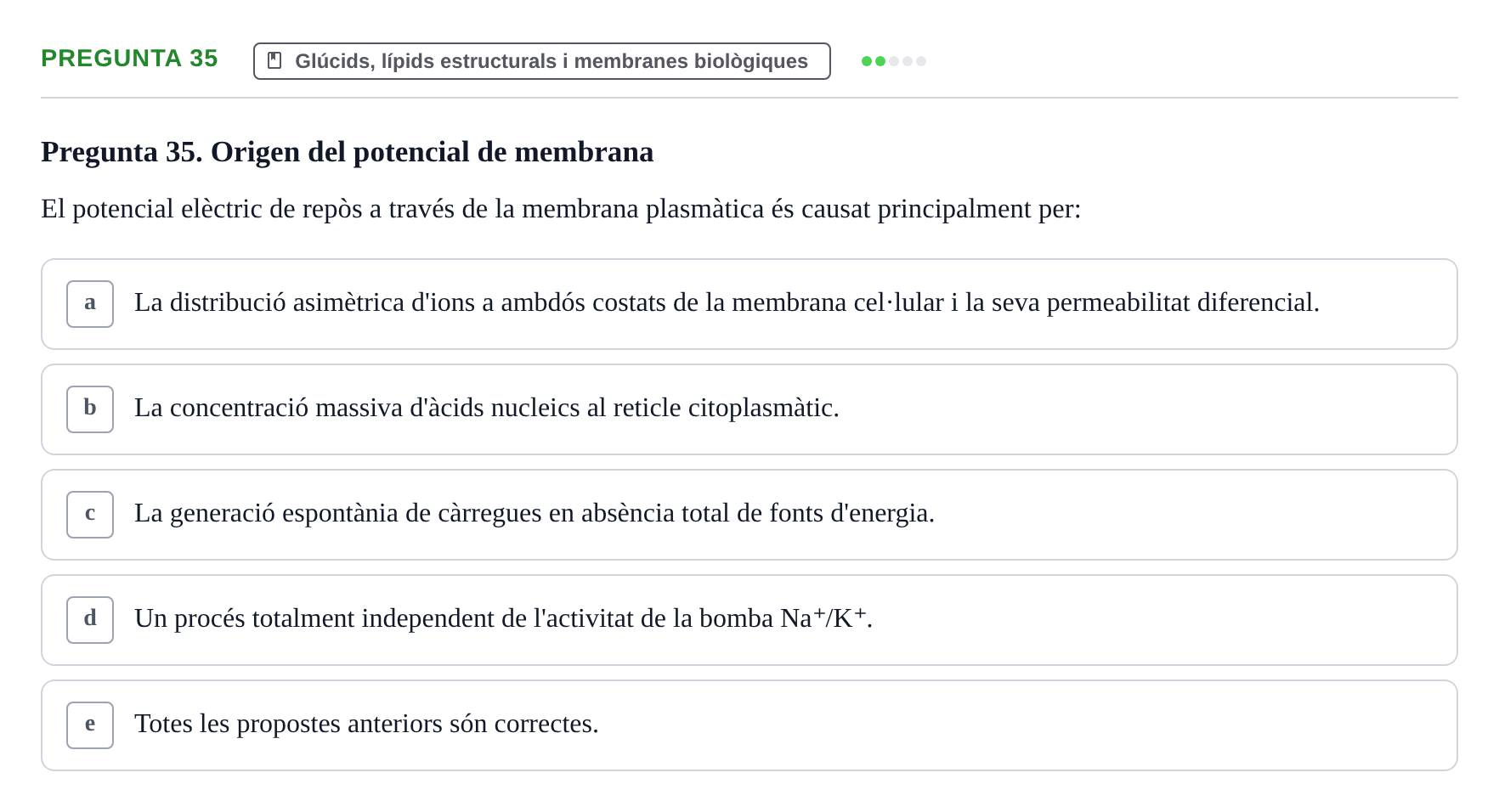 Enunciado: Pregunta 35 · Bioquímica i Biologia Molecular URV 2011