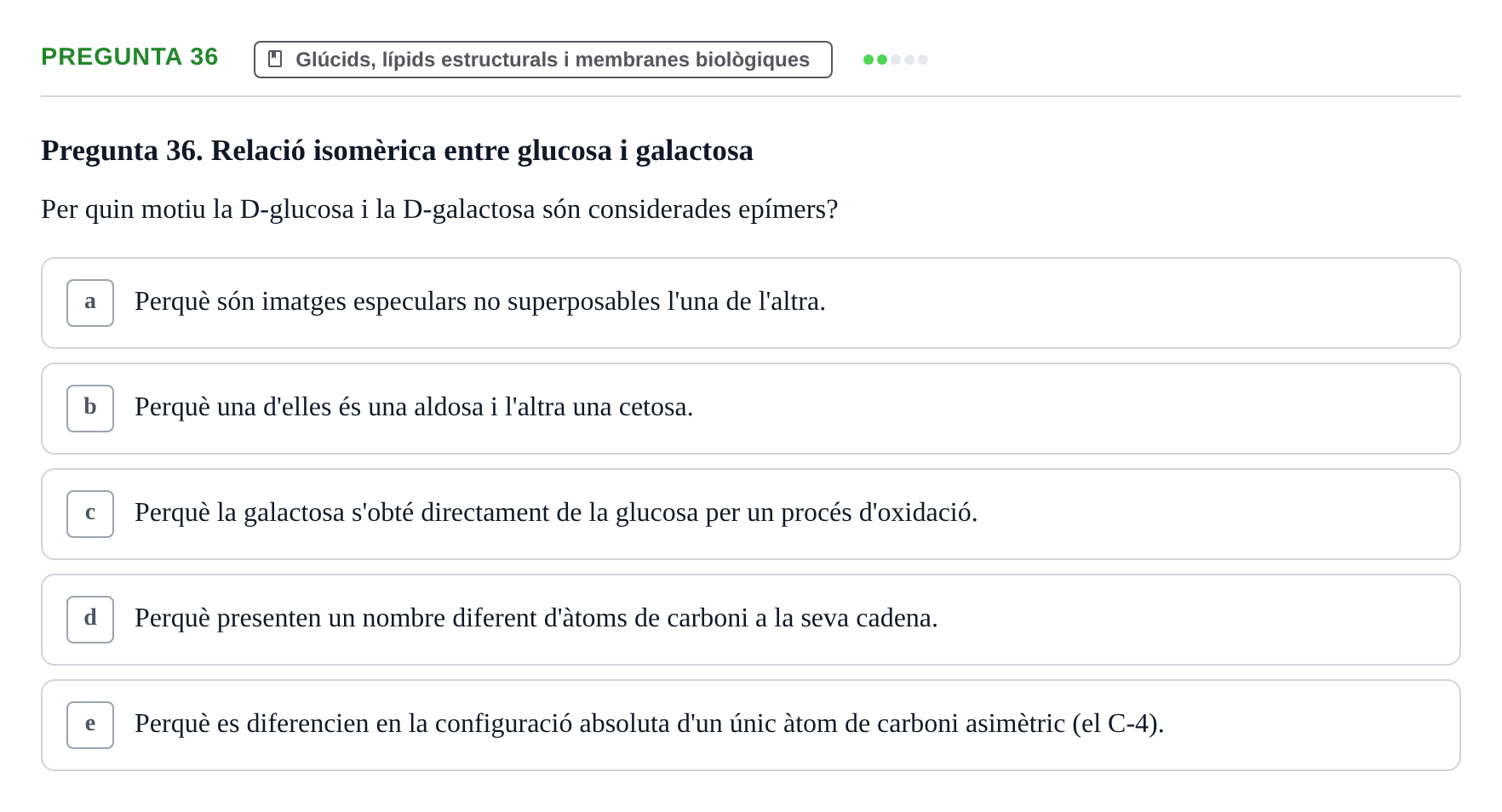 Enunciado: Pregunta 36 · Bioquímica i Biologia Molecular URV 2011
