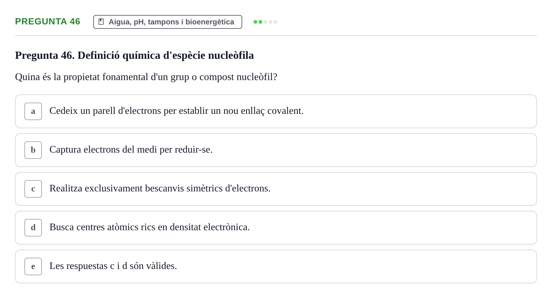 Enunciado: Pregunta 46 · Bioquímica i Biologia Molecular URV 2011