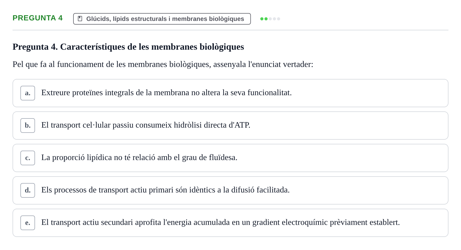 Enunciado: Pregunta 4 · Bioquímica i Biologia Molecular URV 2011