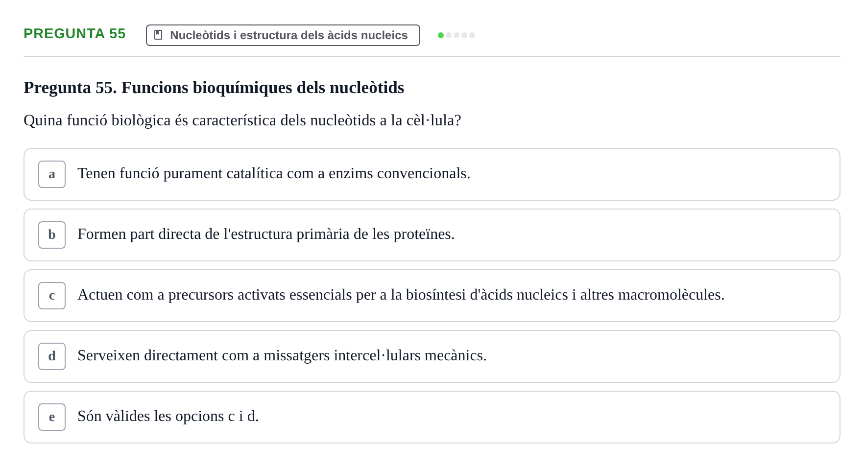 Enunciado: Pregunta 55 · Bioquímica i Biologia Molecular URV 2011
