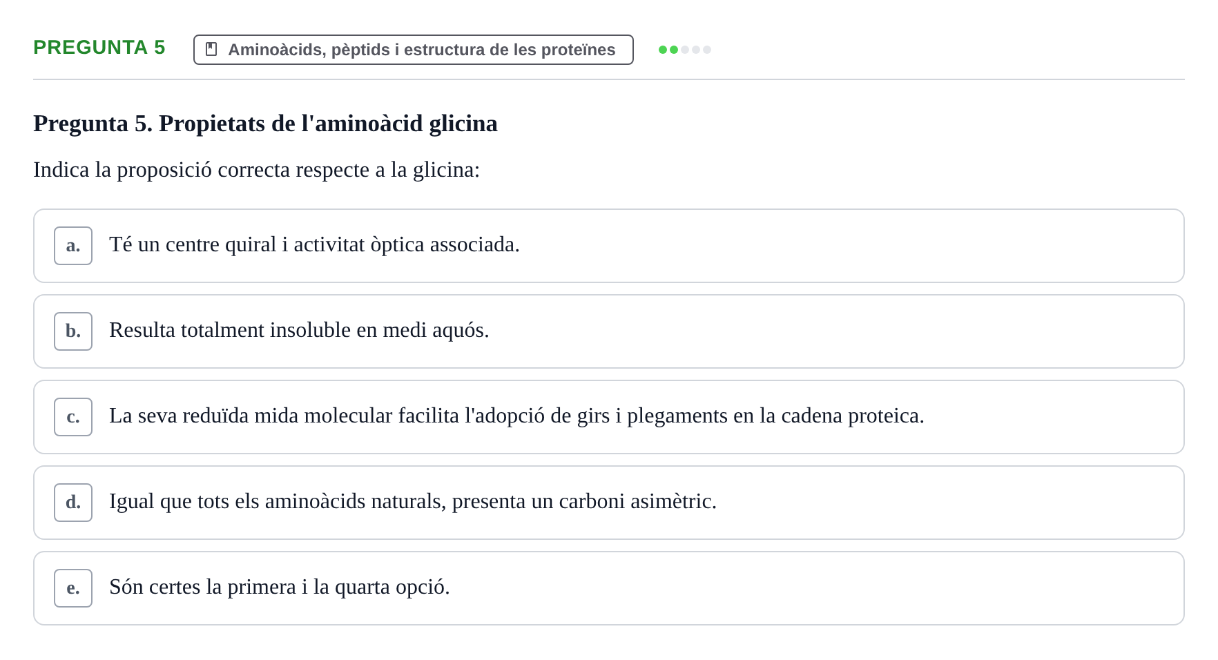 Enunciado: Pregunta 5 · Bioquímica i Biologia Molecular URV 2011