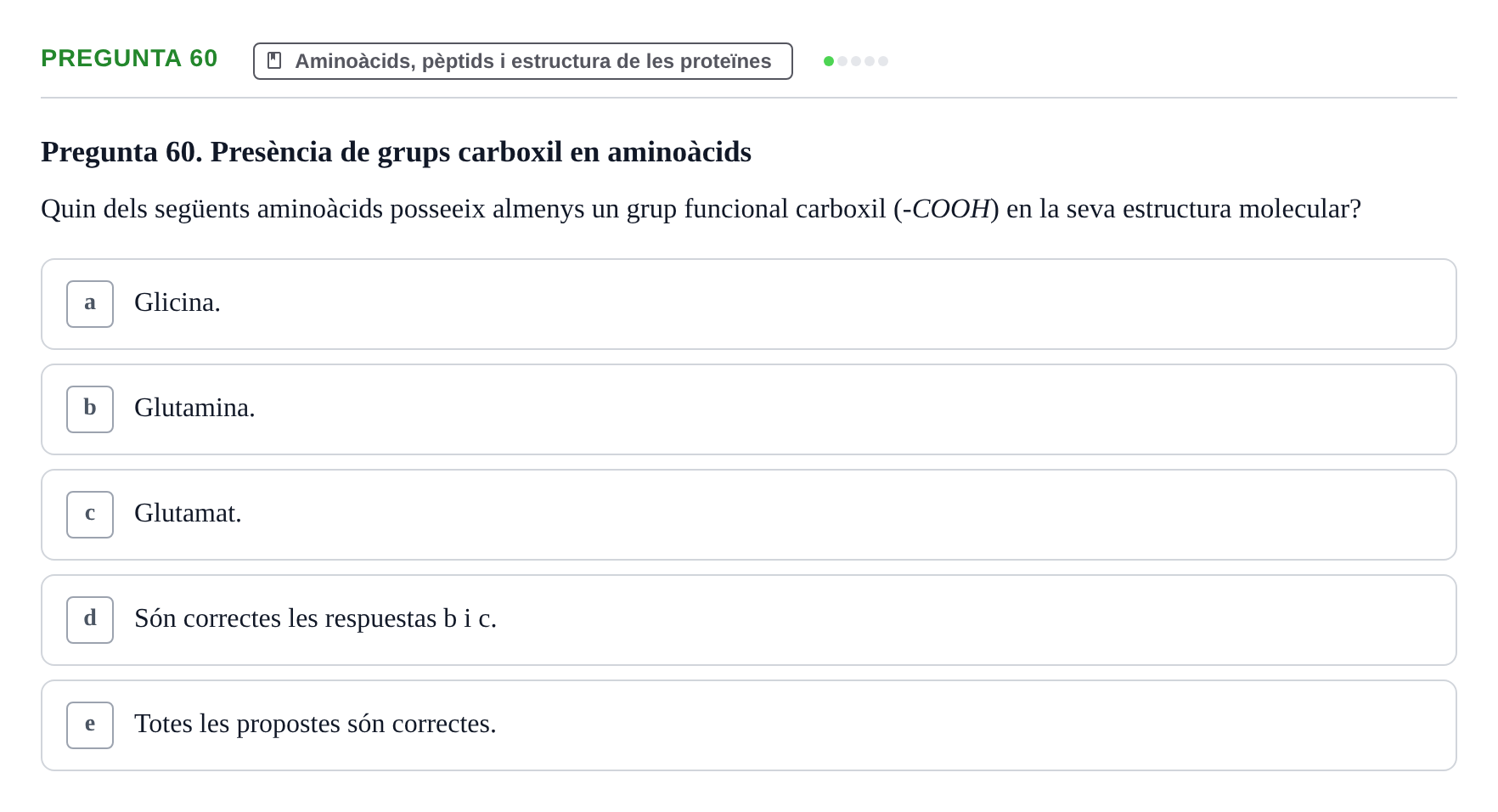 Enunciado: Pregunta 60 · Bioquímica i Biologia Molecular URV 2011