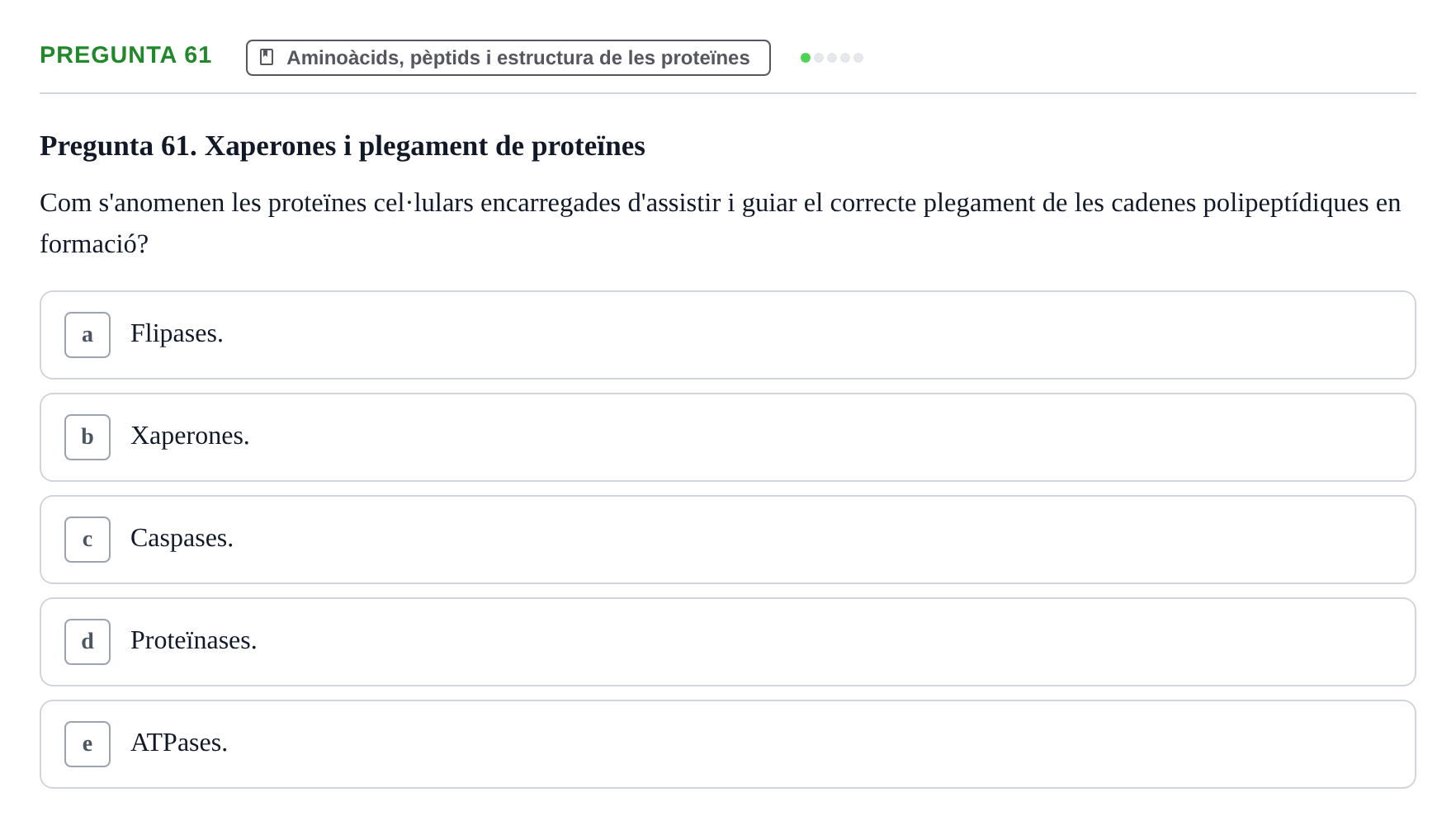 Enunciado: Pregunta 61 · Bioquímica i Biologia Molecular URV 2011
