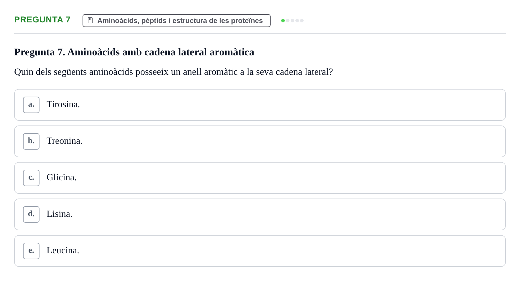 Enunciado: Pregunta 7 · Bioquímica i Biologia Molecular URV 2011