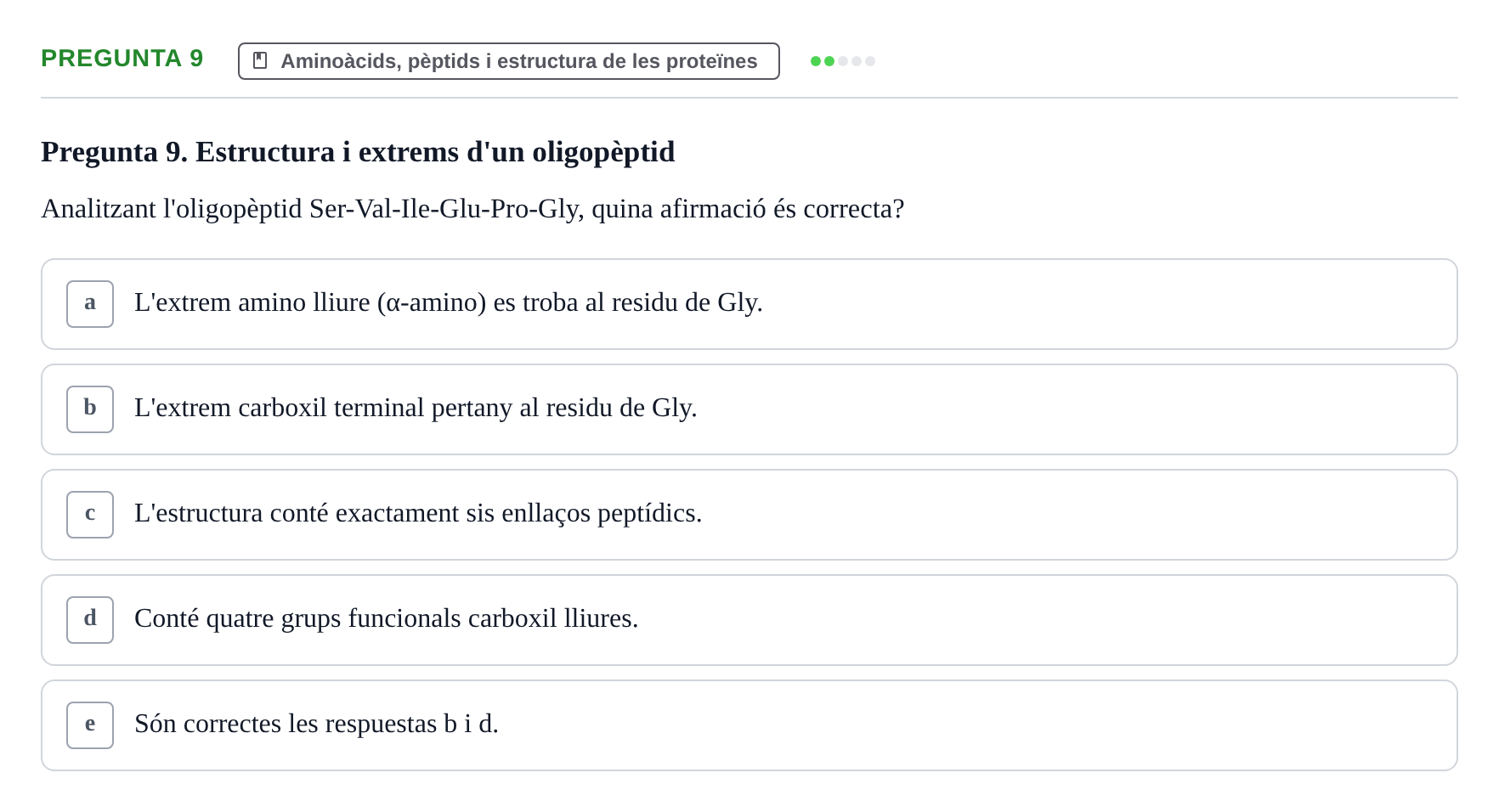 Enunciado: Pregunta 9 · Bioquímica i Biologia Molecular URV 2011