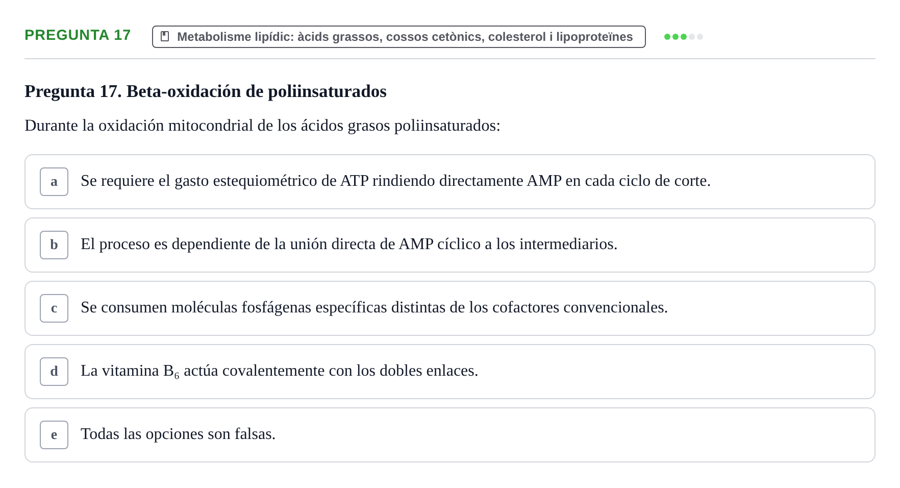 Enunciado: Pregunta 17 · Bioquímica i Biologia Molecular URV 2013