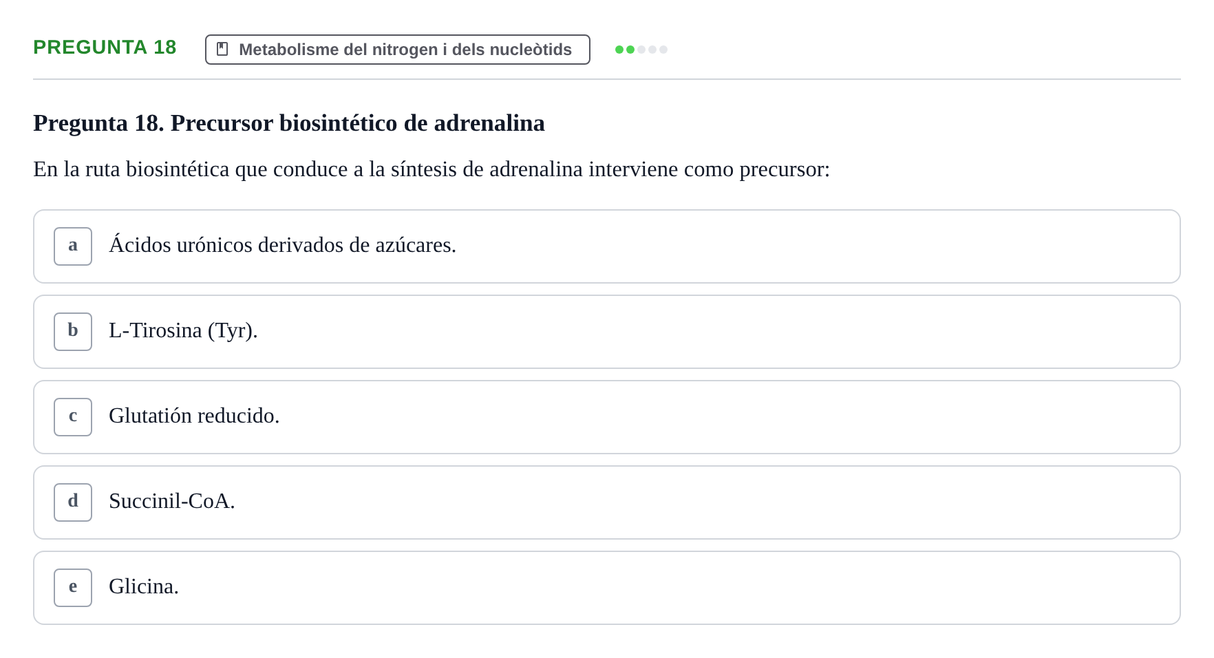 Enunciado: Pregunta 18 · Bioquímica i Biologia Molecular URV 2013