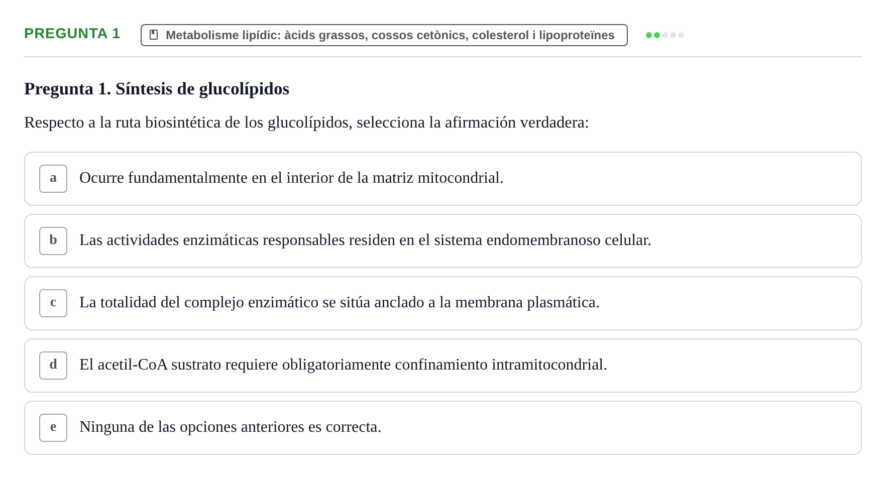 Enunciado: Pregunta 1 · Bioquímica i Biologia Molecular URV 2013