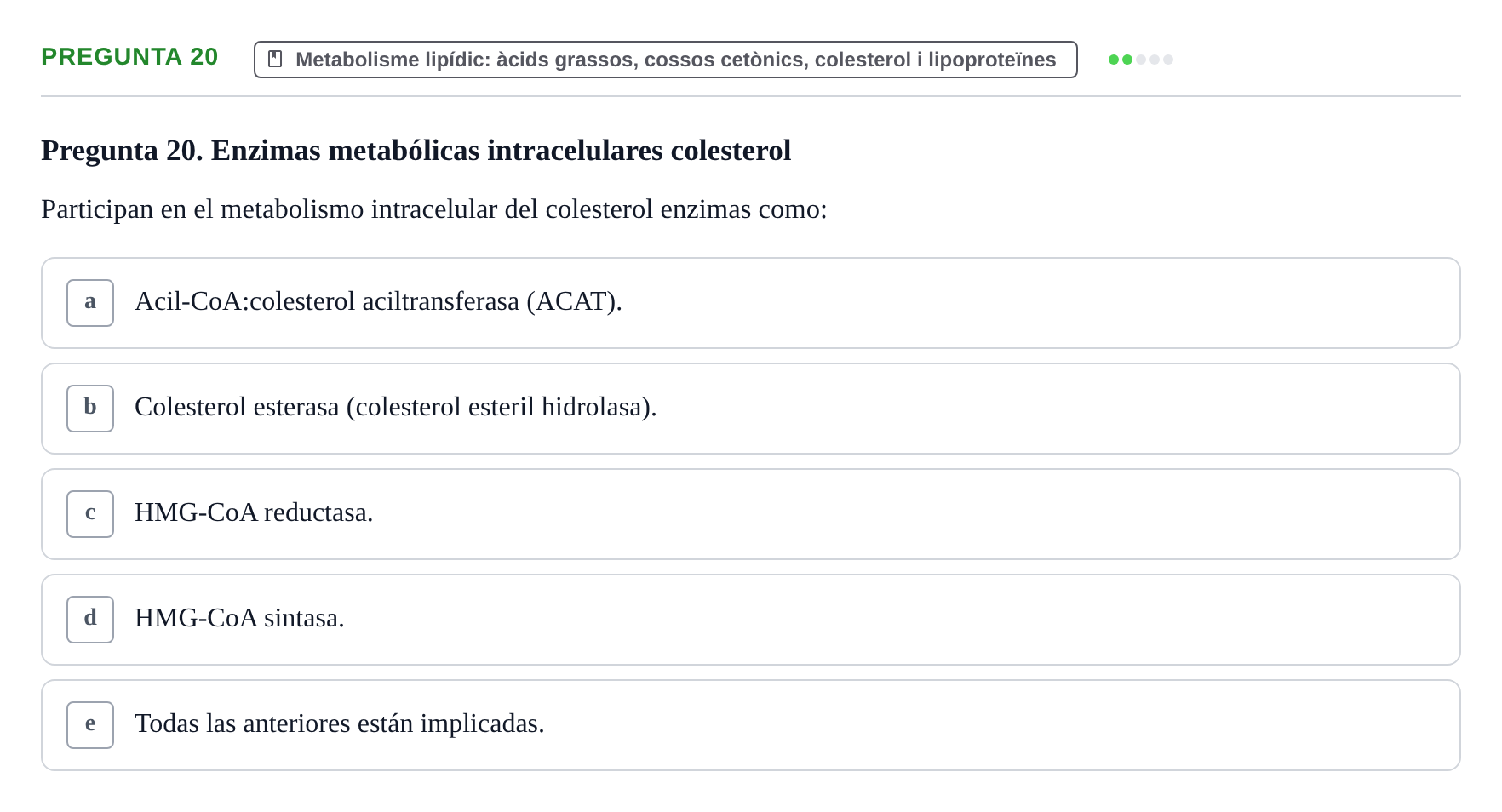 Enunciado: Pregunta 20 · Bioquímica i Biologia Molecular URV 2013