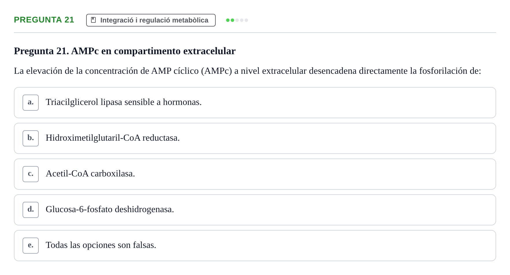 Enunciado: Pregunta 21 · Bioquímica i Biologia Molecular URV 2013