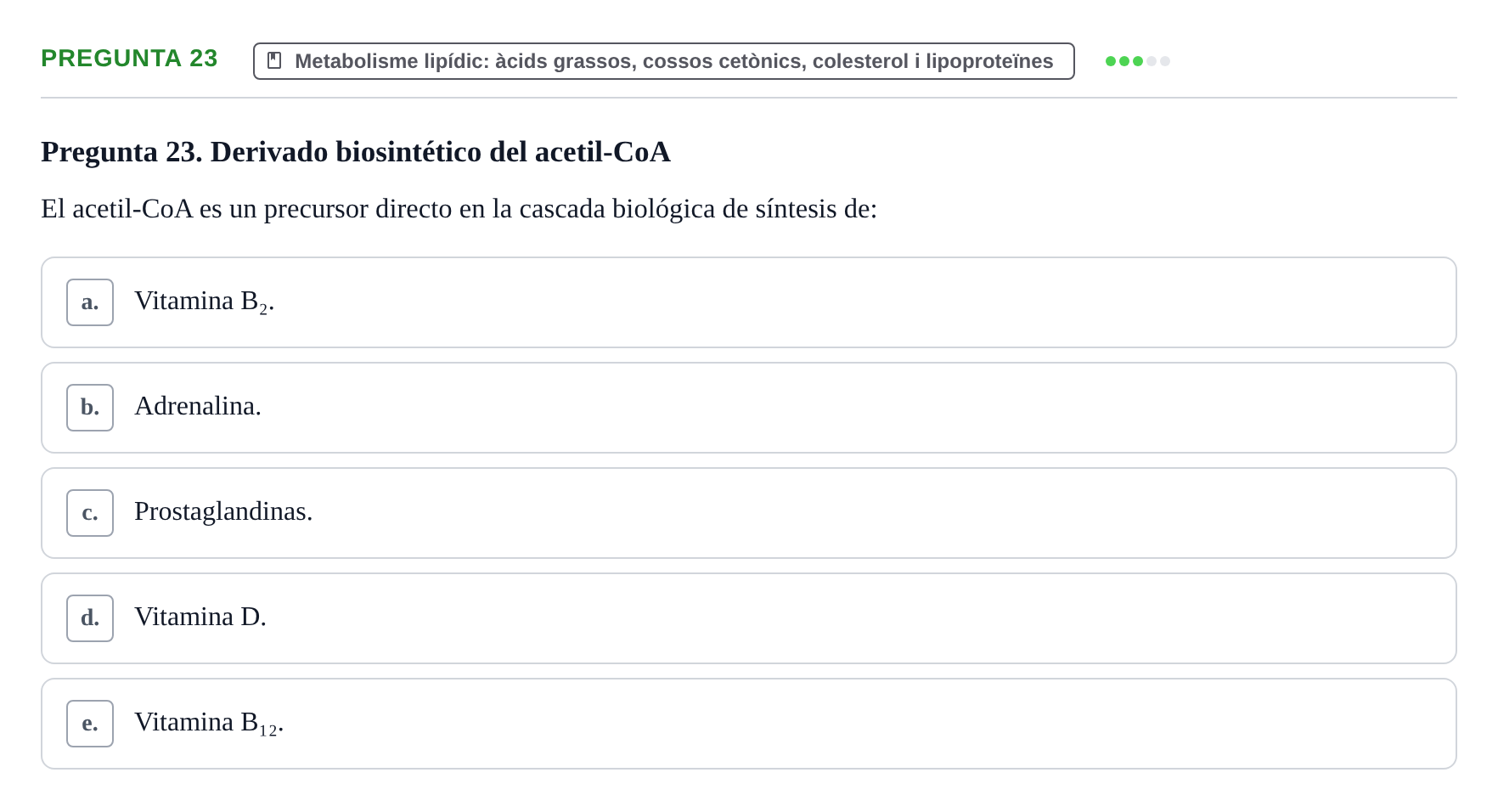 Enunciado: Pregunta 23 · Bioquímica i Biologia Molecular URV 2013