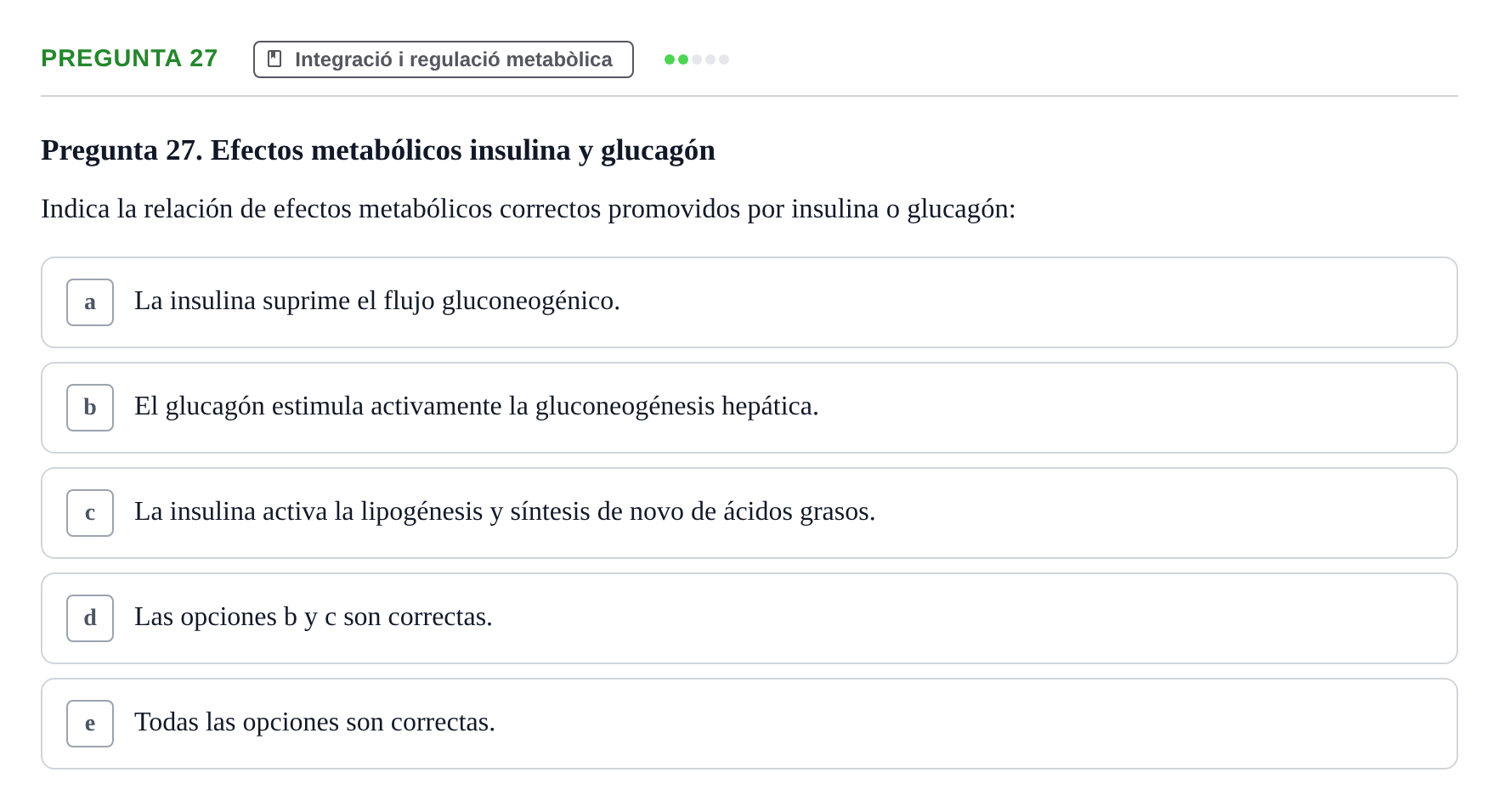 Enunciado: Pregunta 27 · Bioquímica i Biologia Molecular URV 2013