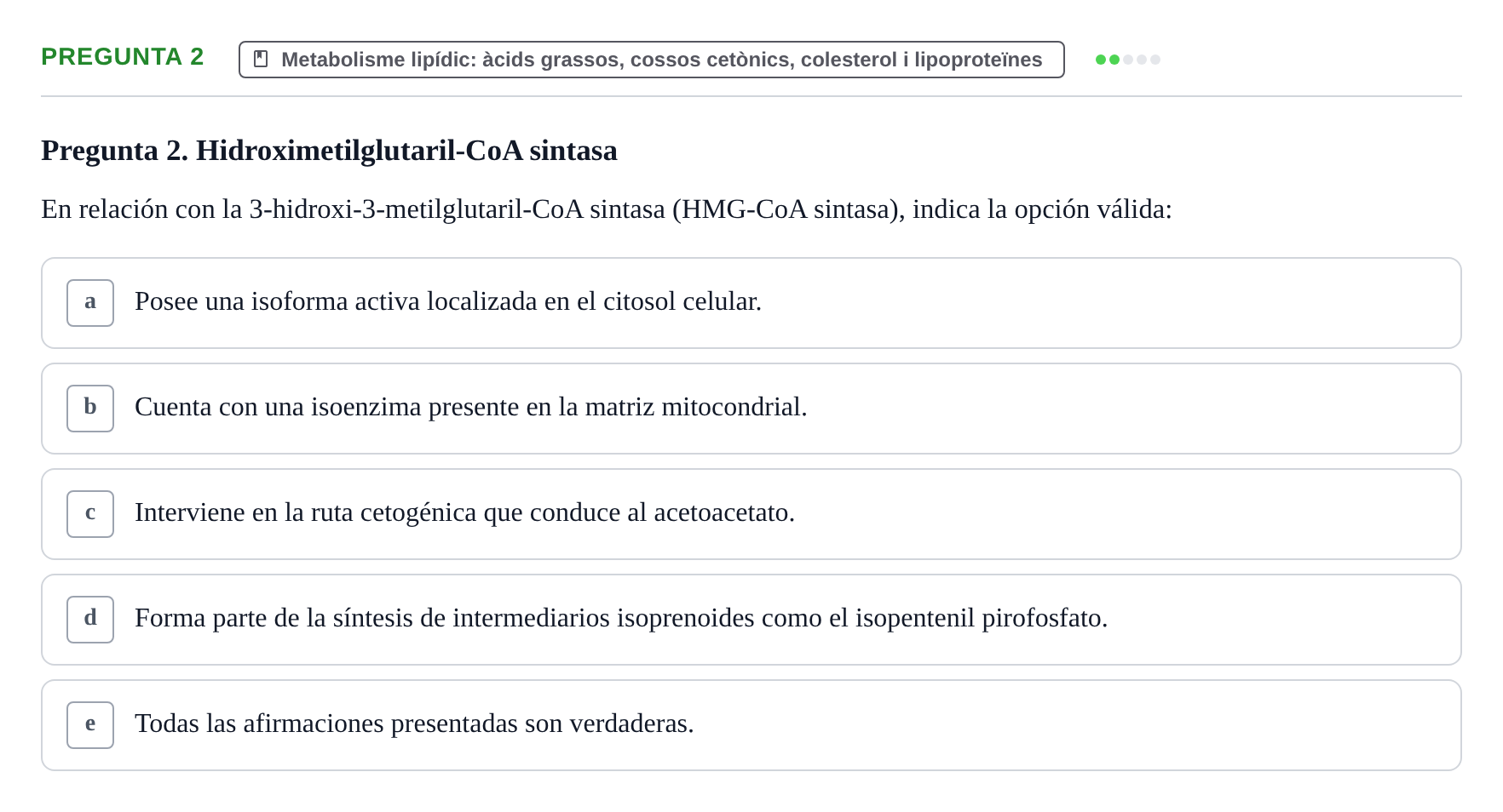 Enunciado: Pregunta 2 · Bioquímica i Biologia Molecular URV 2013