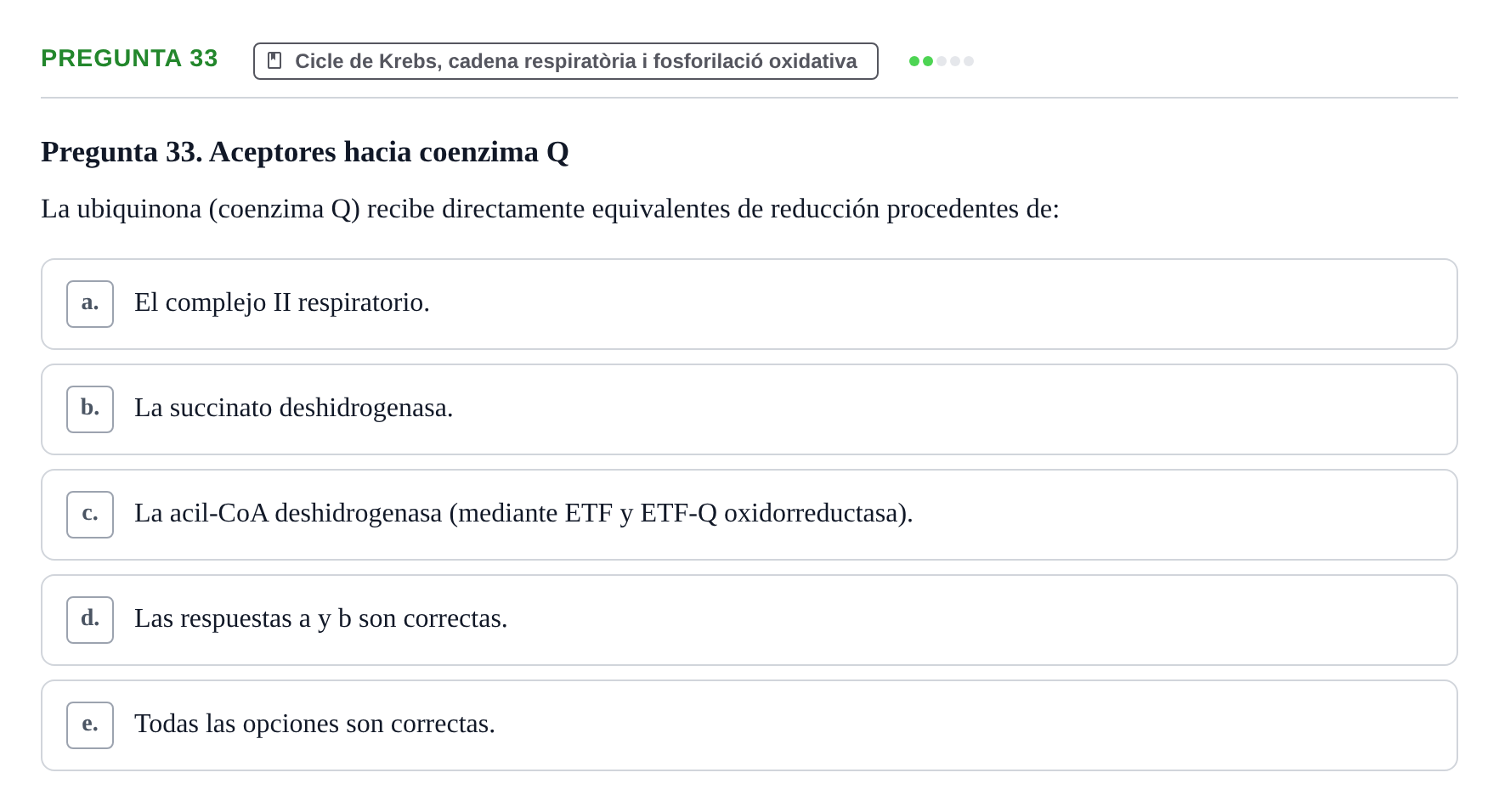 Enunciado: Pregunta 33 · Bioquímica i Biologia Molecular URV 2013