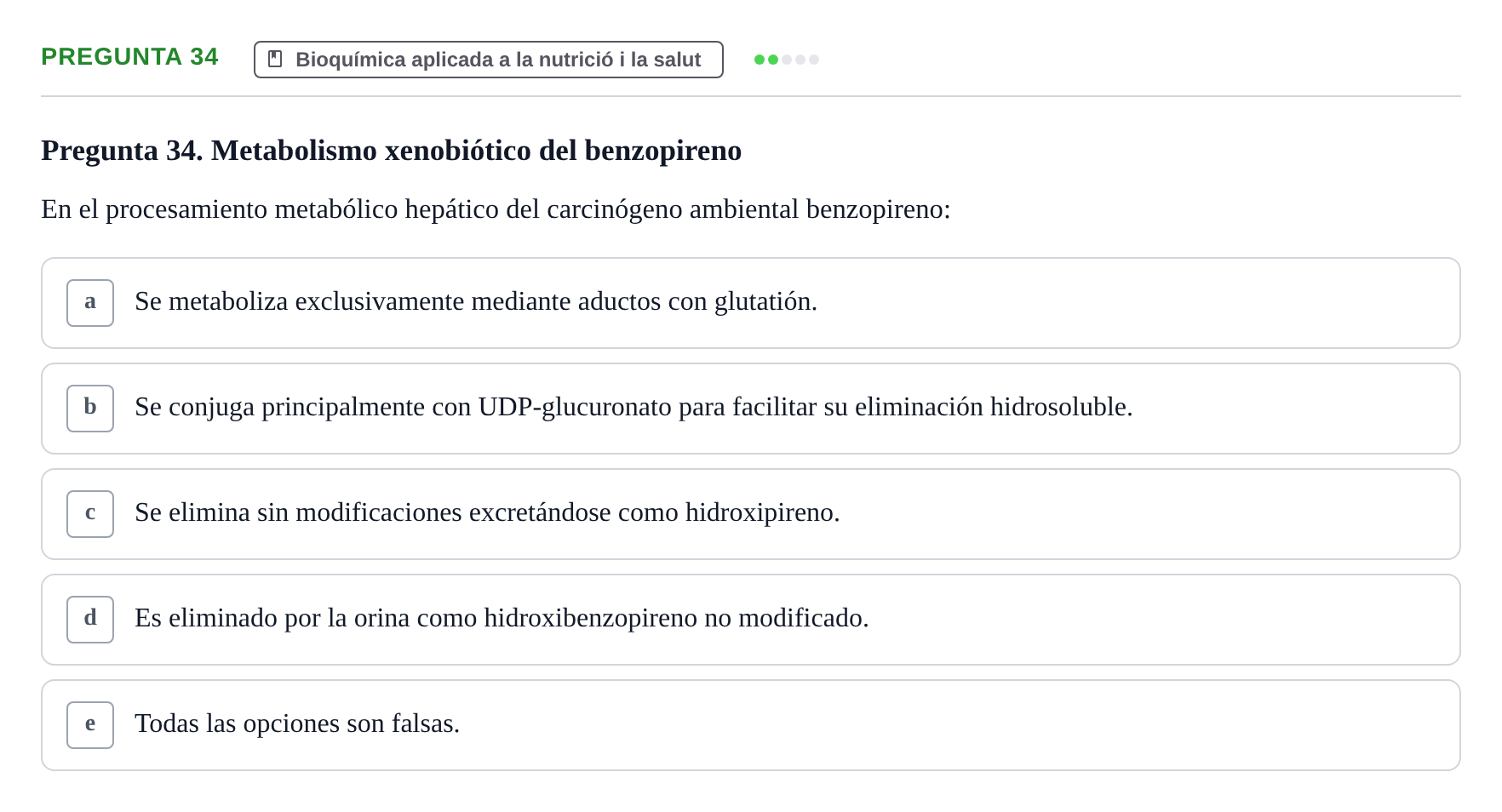 Enunciado: Pregunta 34 · Bioquímica i Biologia Molecular URV 2013