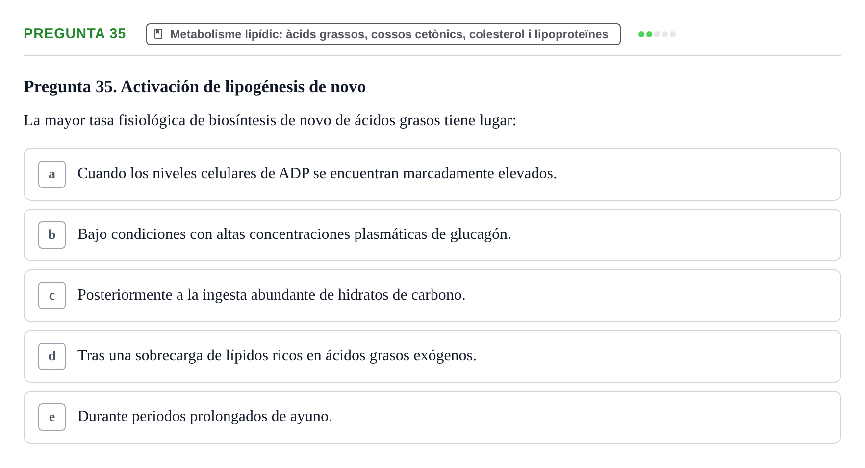 Enunciado: Pregunta 35 · Bioquímica i Biologia Molecular URV 2013