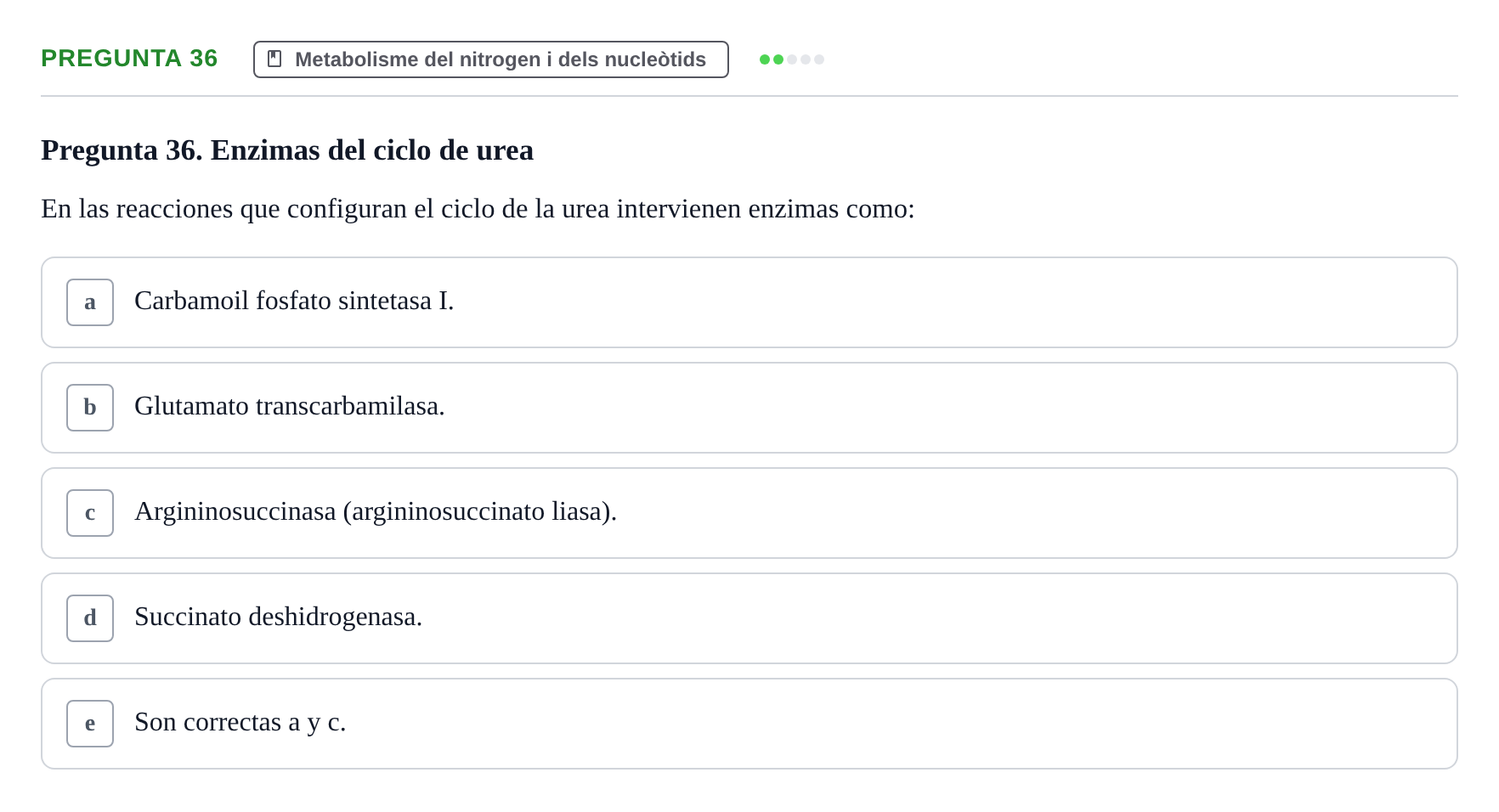 Enunciado: Pregunta 36 · Bioquímica i Biologia Molecular URV 2013