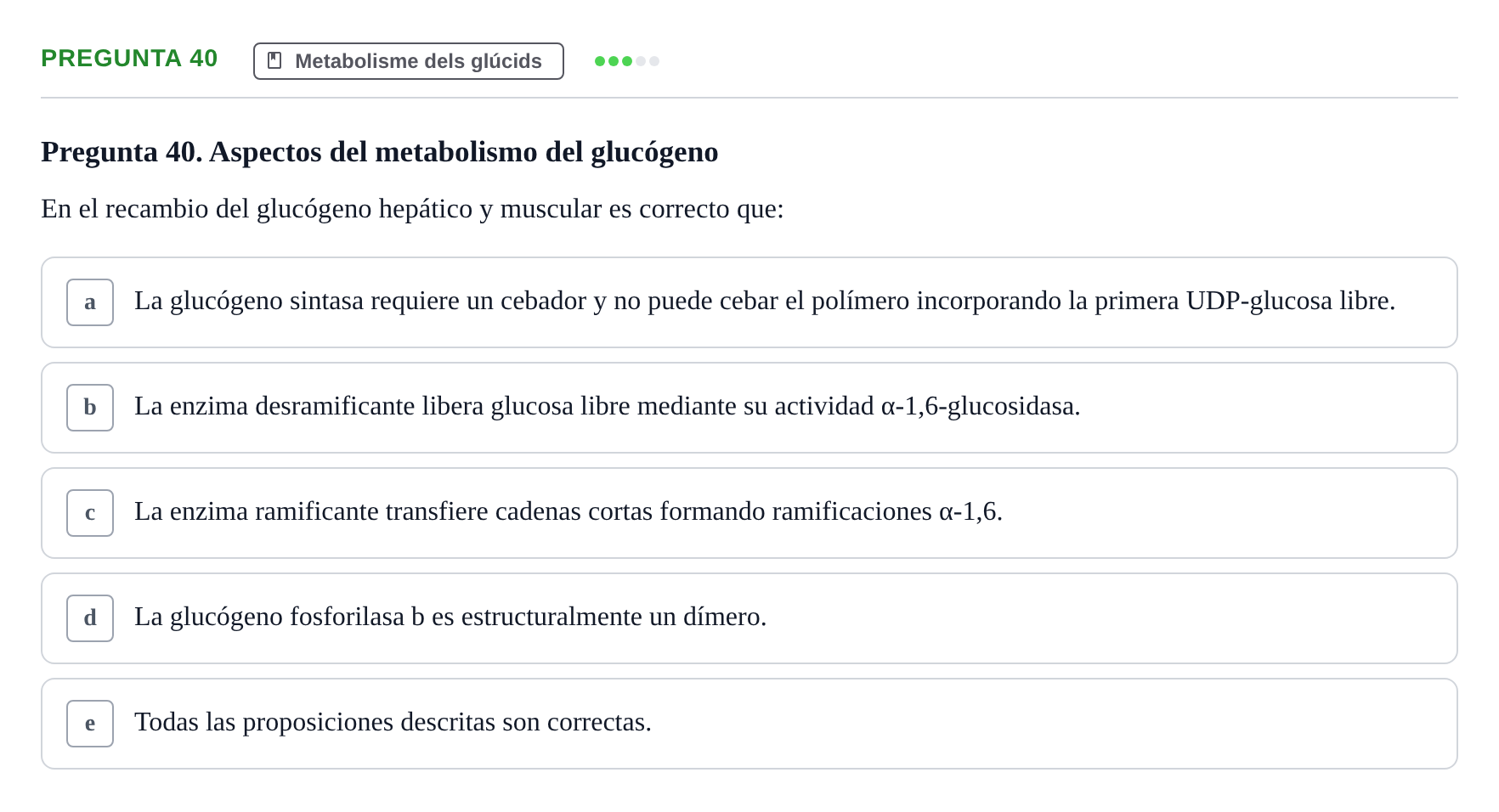 Enunciado: Pregunta 40 · Bioquímica i Biologia Molecular URV 2013
