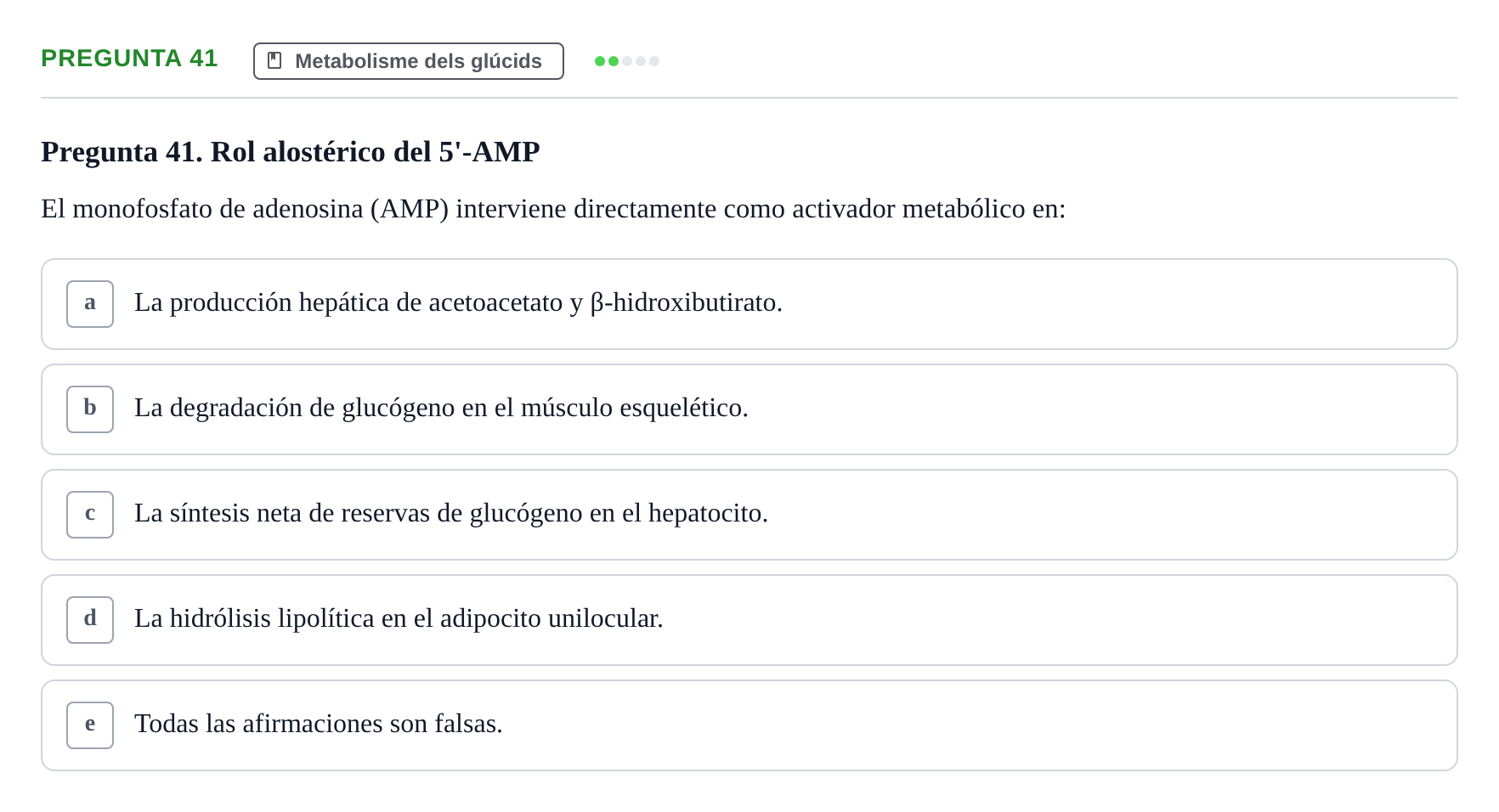 Enunciado: Pregunta 41 · Bioquímica i Biologia Molecular URV 2013
