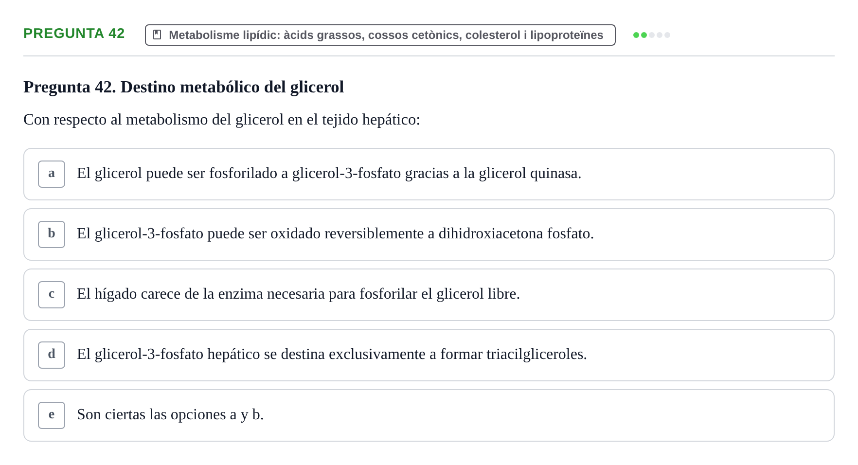 Enunciado: Pregunta 42 · Bioquímica i Biologia Molecular URV 2013