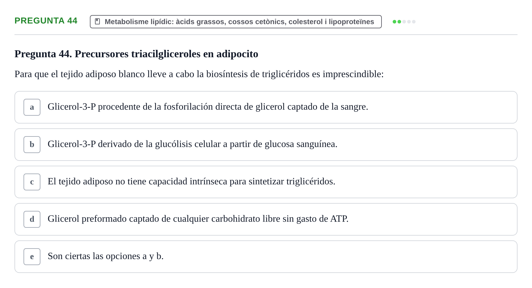 Enunciado: Pregunta 44 · Bioquímica i Biologia Molecular URV 2013