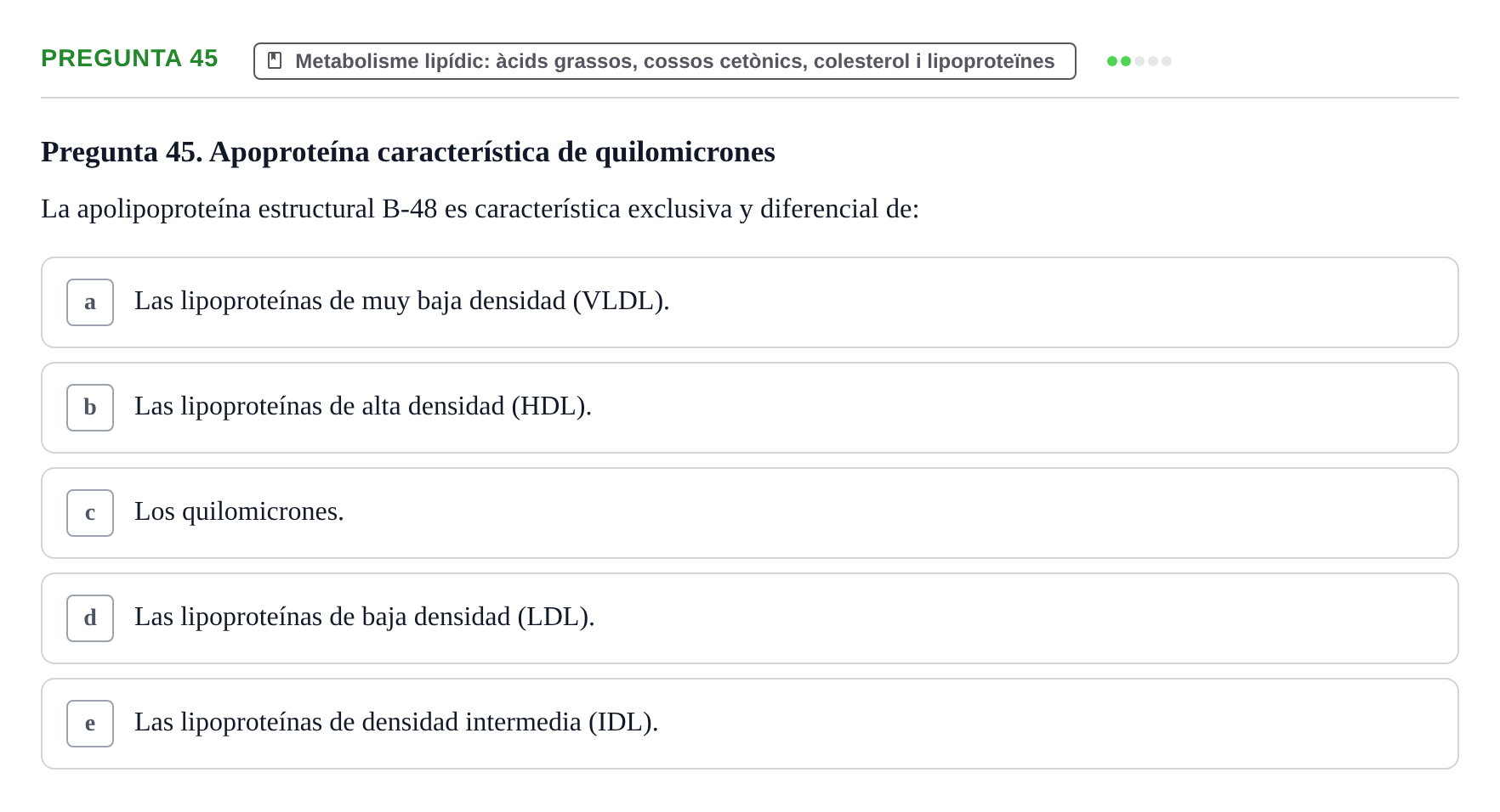 Enunciado: Pregunta 45 · Bioquímica i Biologia Molecular URV 2013