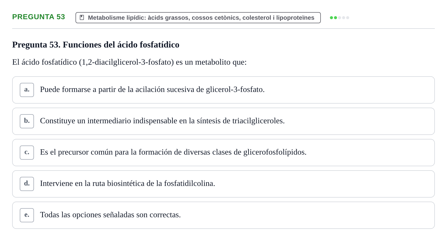 Enunciado: Pregunta 53 · Bioquímica i Biologia Molecular URV 2013