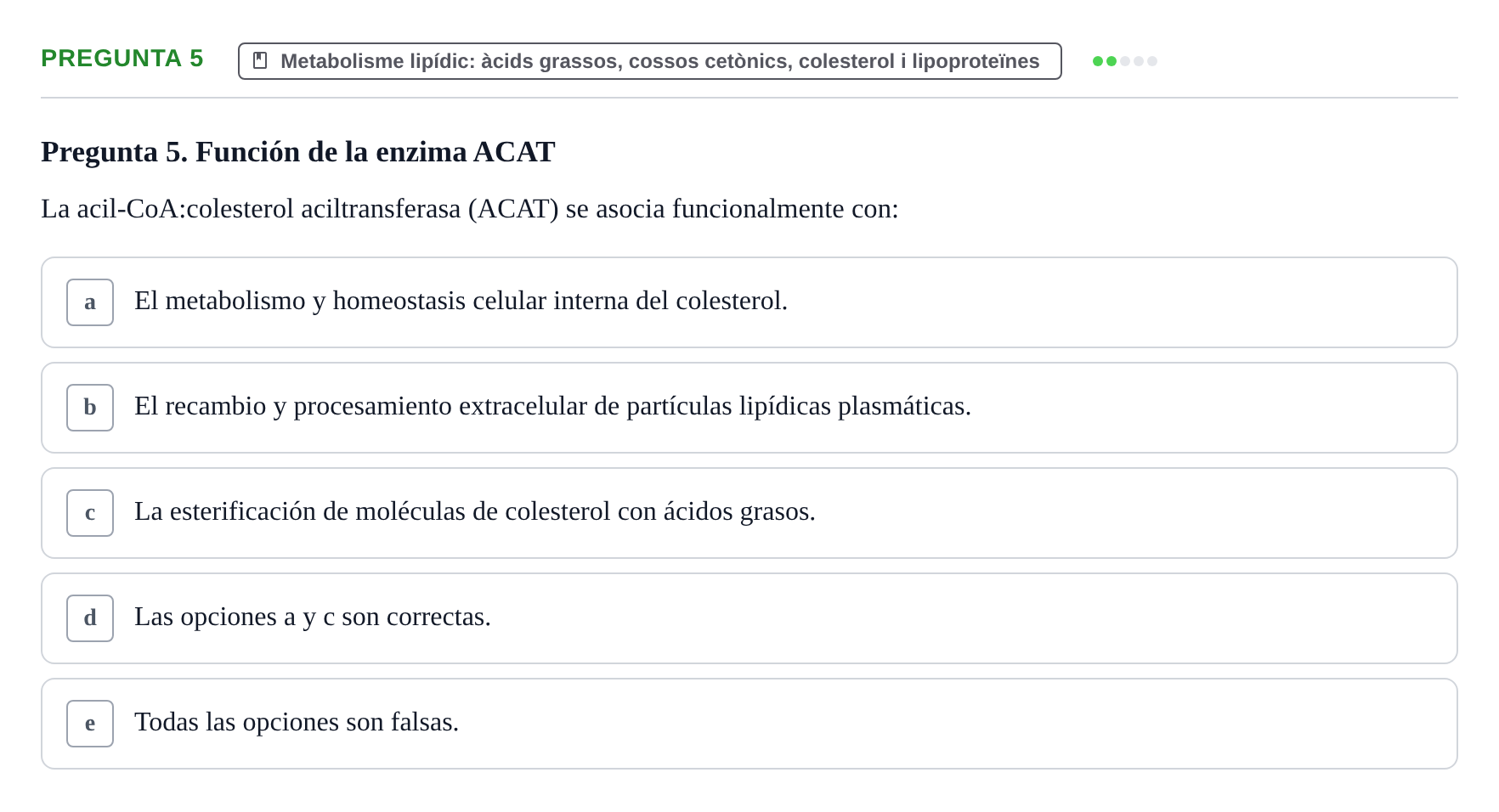 Enunciado: Pregunta 5 · Bioquímica i Biologia Molecular URV 2013