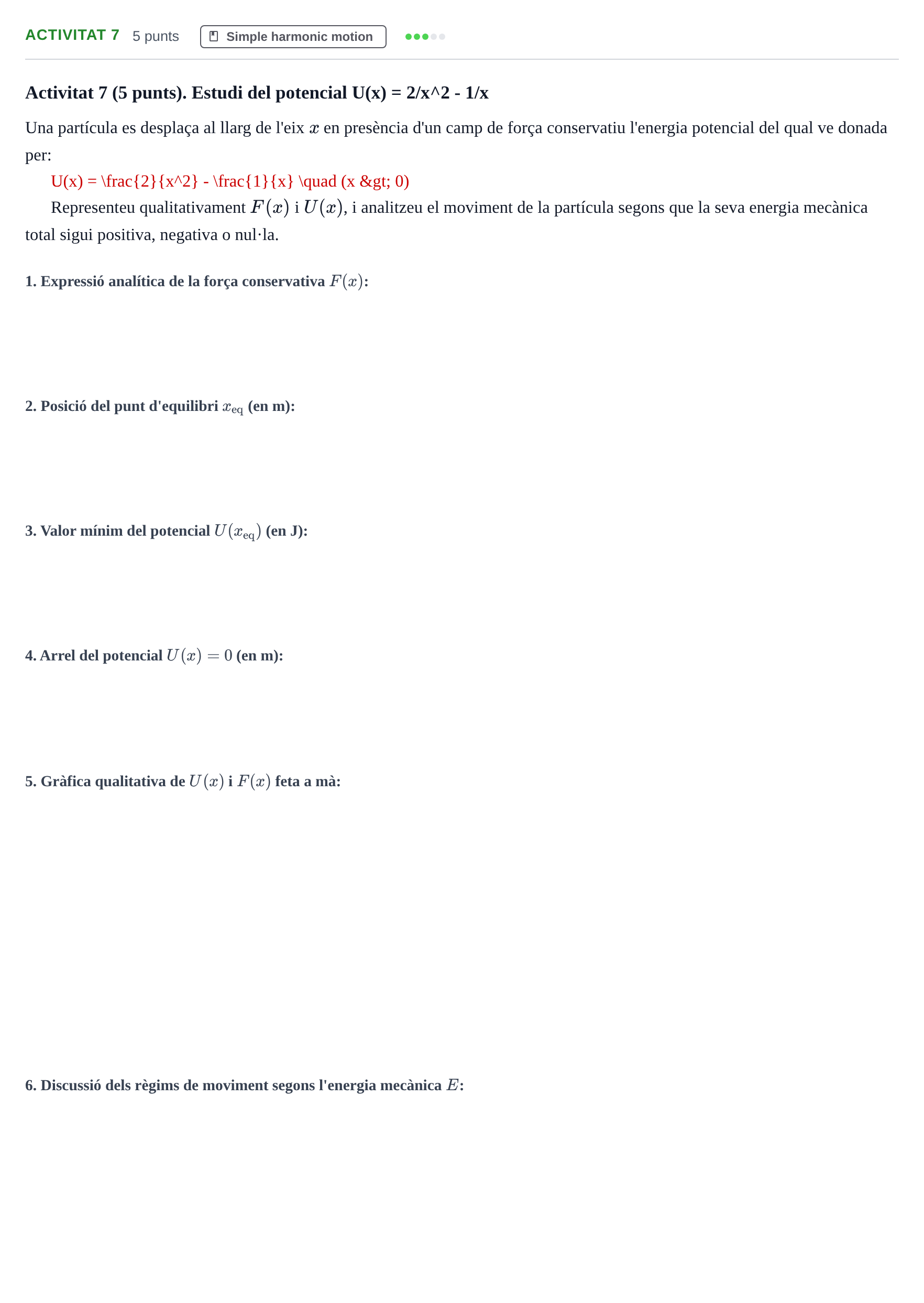 Enunciado: Ejercicio Activitat 7 · Física II URV 2020