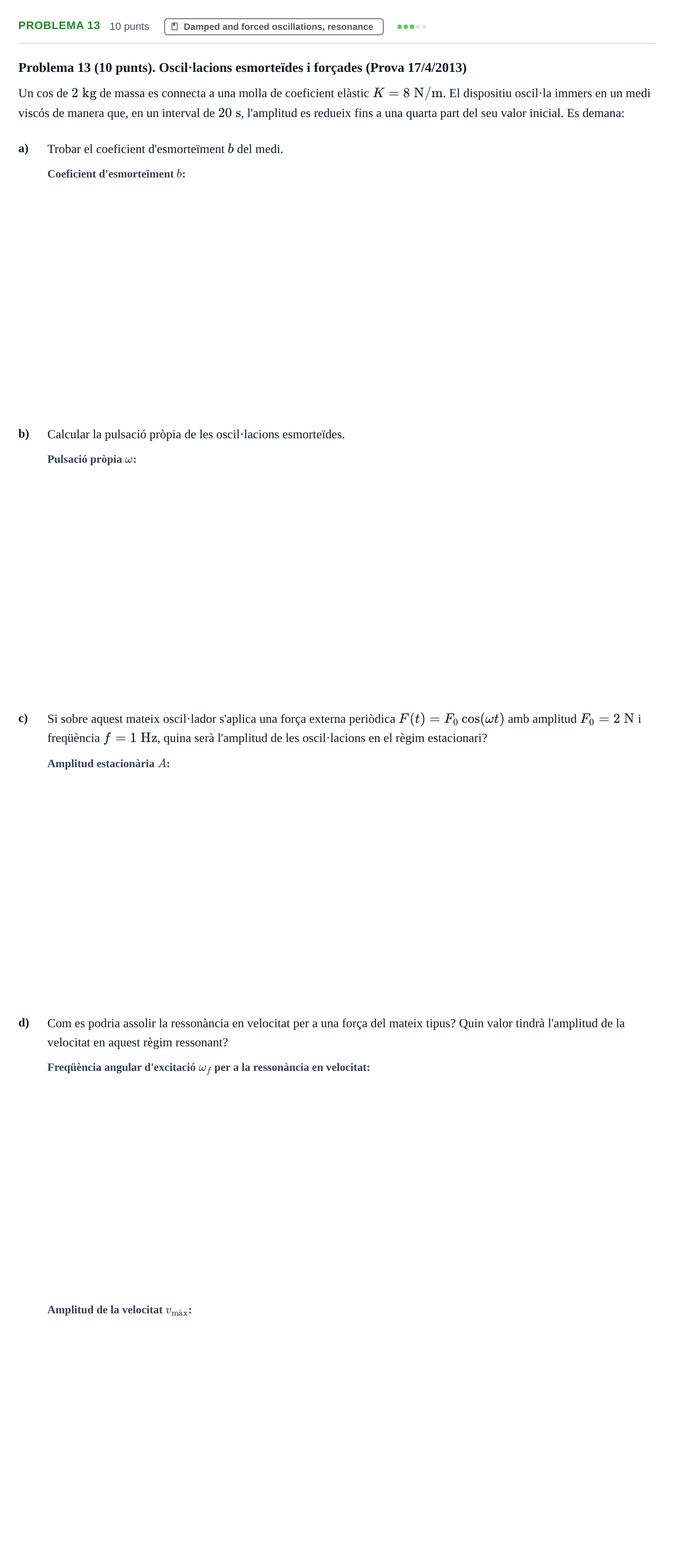 Enunciado: Problema 13 · Física II URV 2020