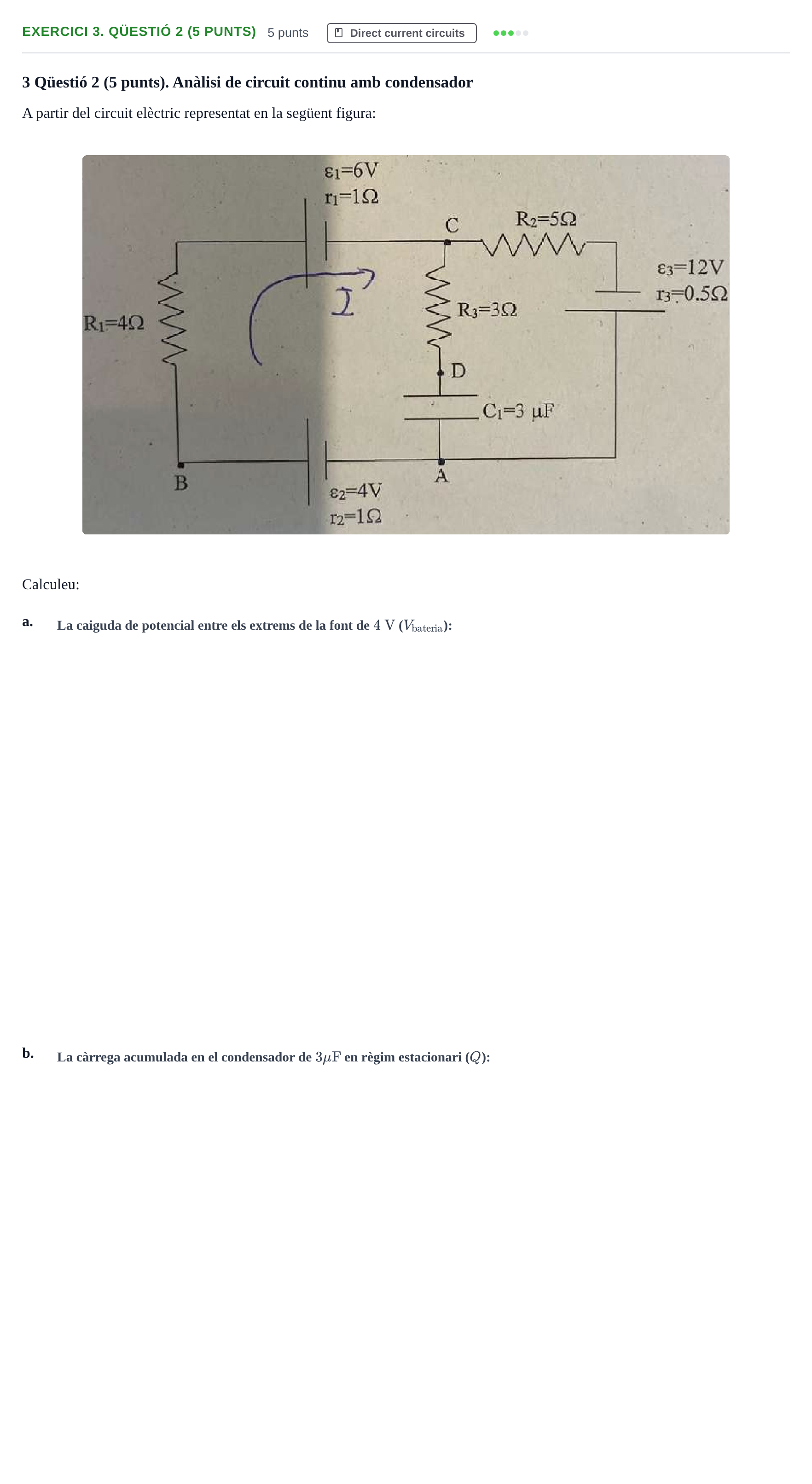 Enunciado: Ejercicio 3. Qüestió 2 (5 punts) · Física II URV Recull d'exàmens i problemes d'Electricitat (Física II)