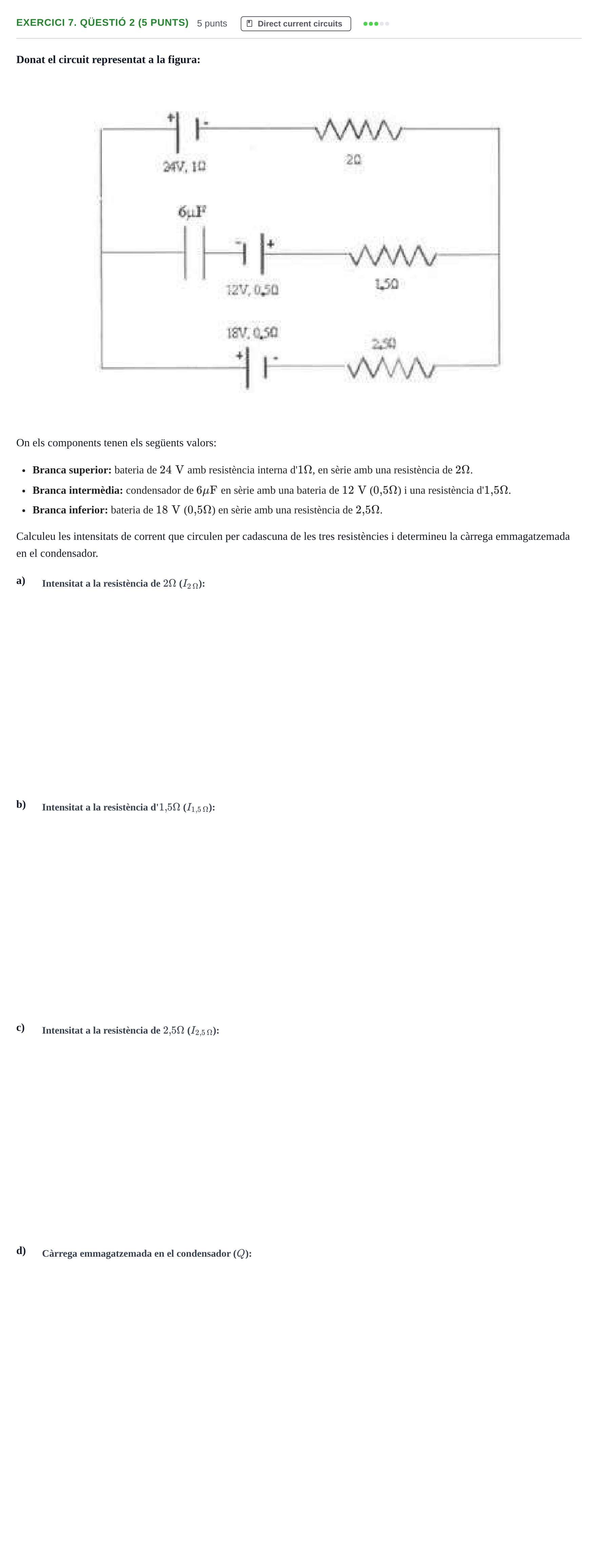 Enunciado: Ejercicio 7. Qüestió 2 (5 punts) · Física II URV Recull d'exàmens i problemes d'Electricitat (Física II)