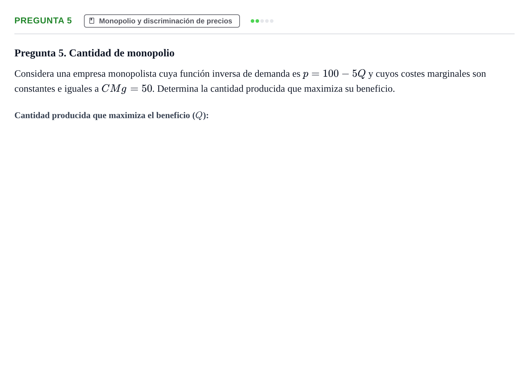 Enunciado: Pregunta 5