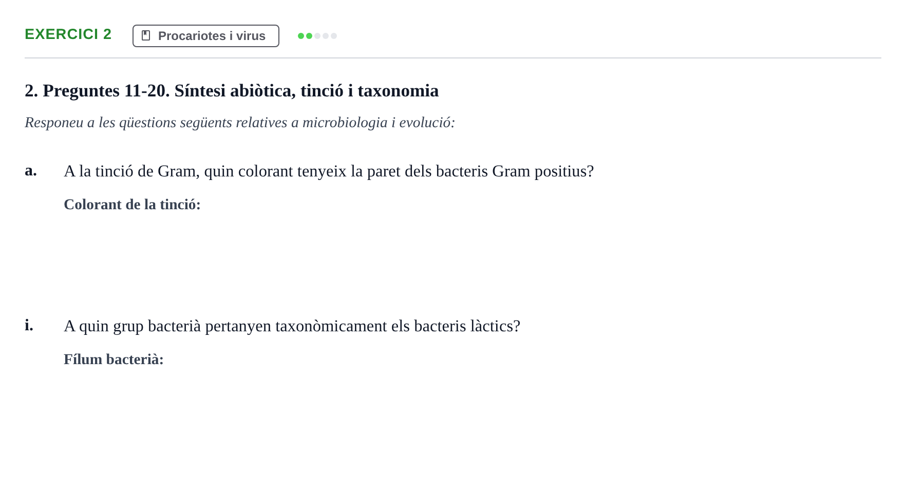 Enunciado: Ejercicio 2 - Procariotes i virus · Biología URV Examen: Part 2 - Procariotes, Fongs i Origen de la Vida