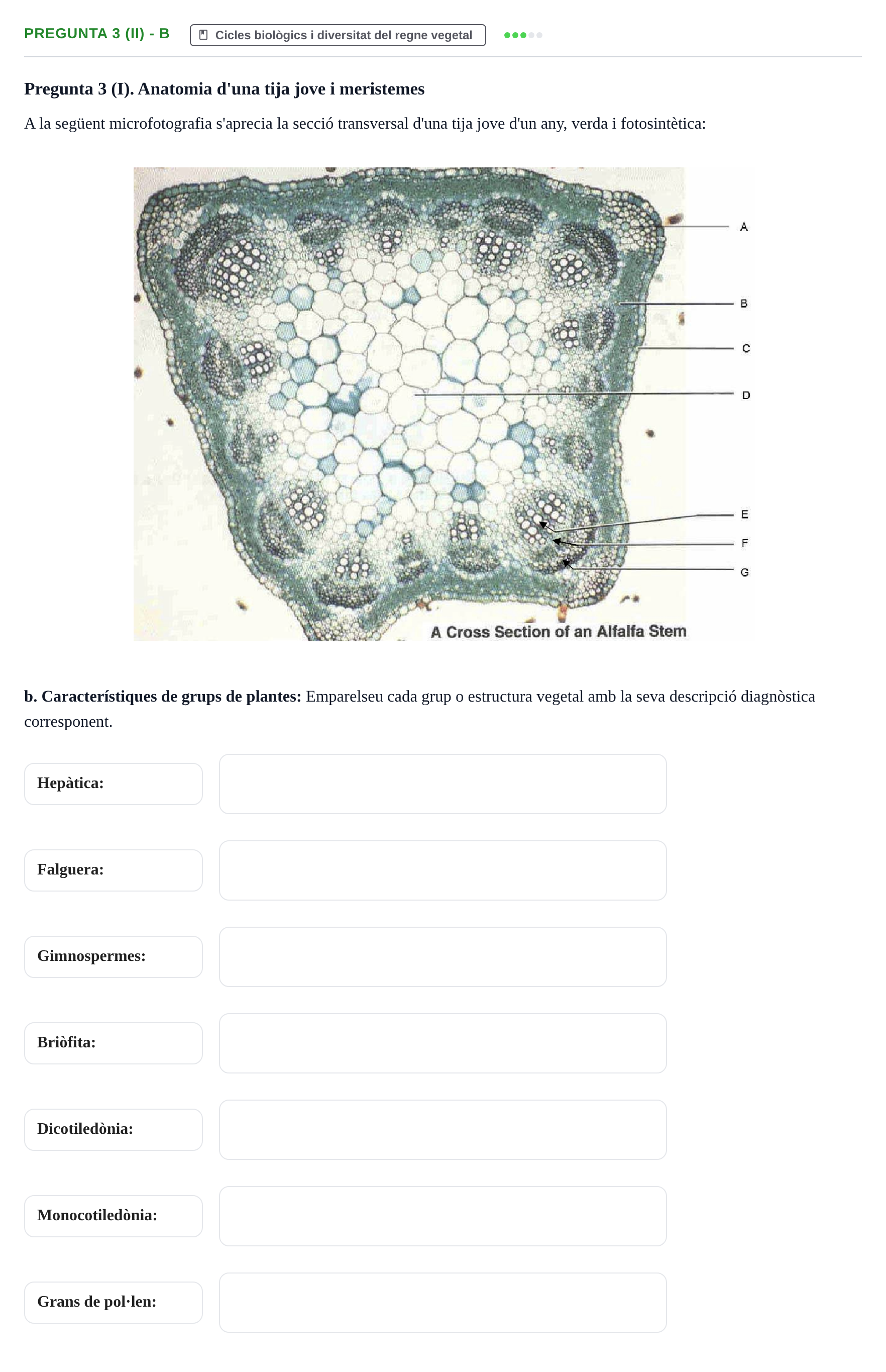 Enunciado: Pregunta 3 (II) - b · Biología URV 2018