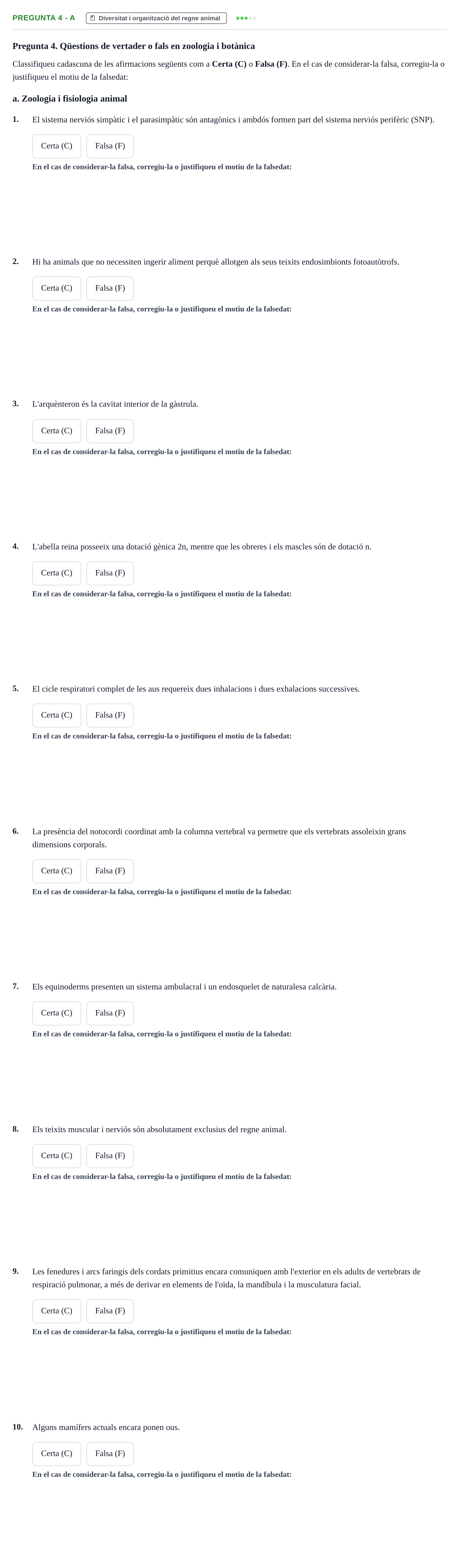 Enunciado: Pregunta 4 - a · Biología URV 2018