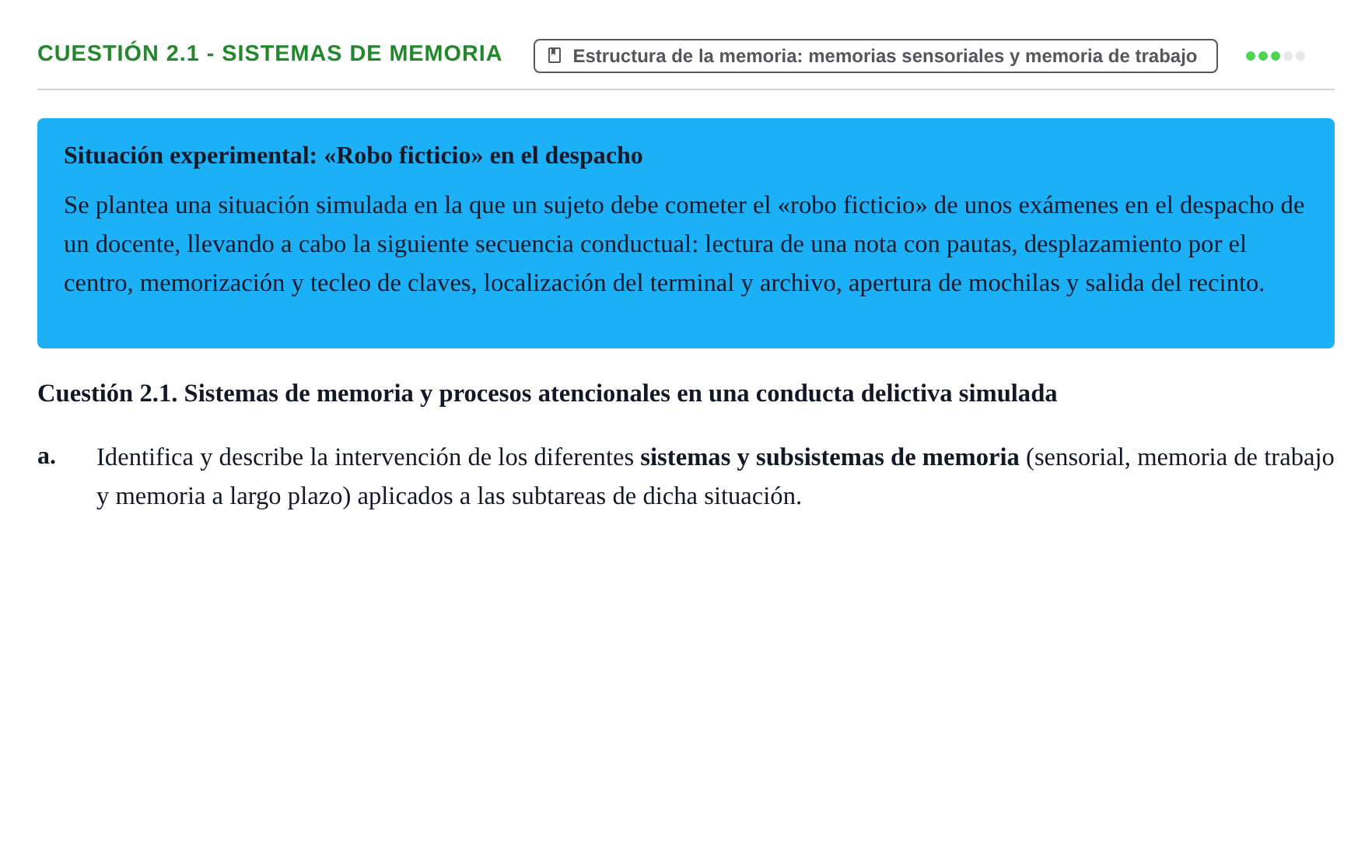 Enunciado: Cuestión 2.1 - Sistemas de memoria