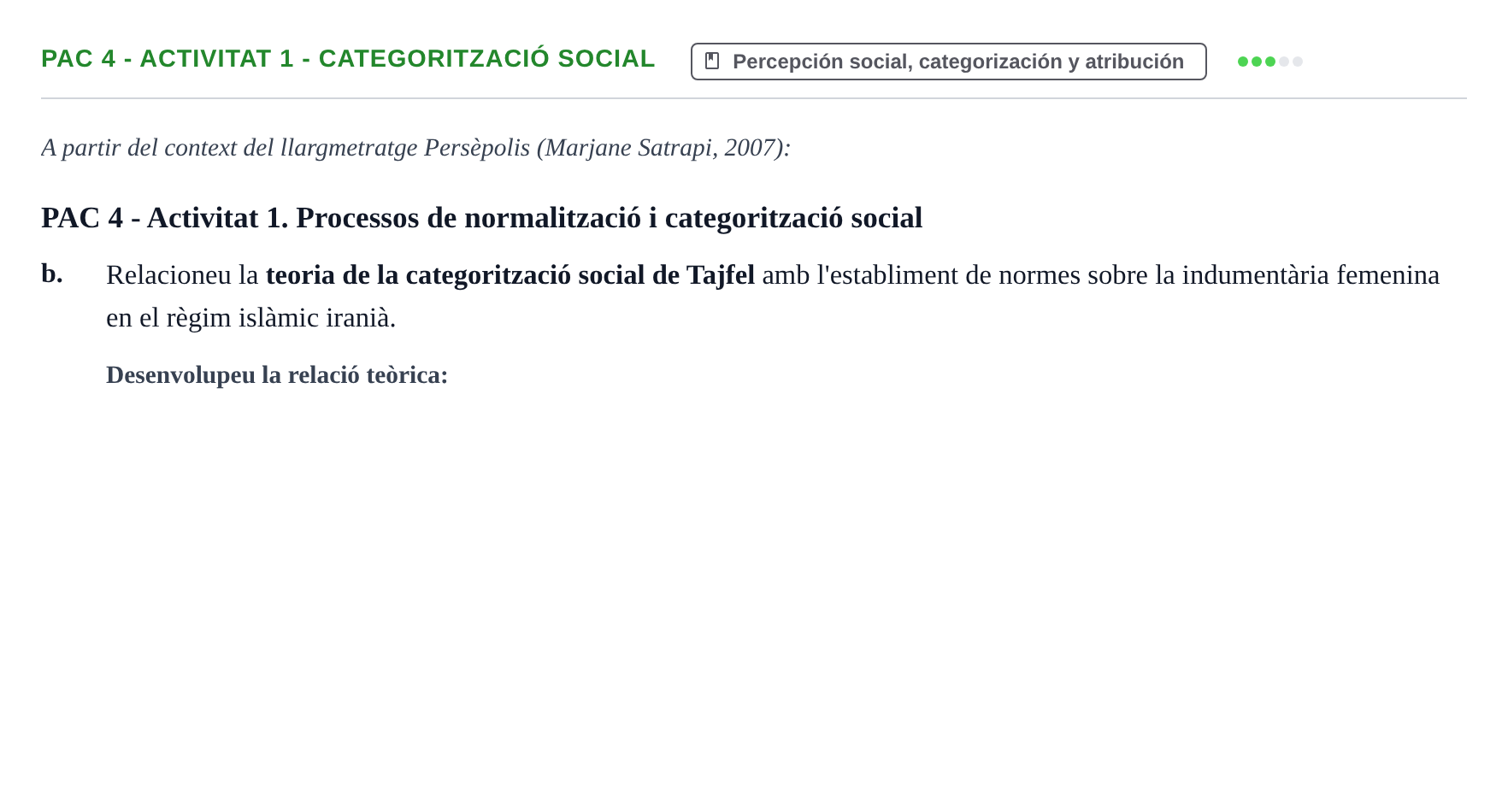 Enunciado: PAC 4 - Activitat 1 - Categorització social