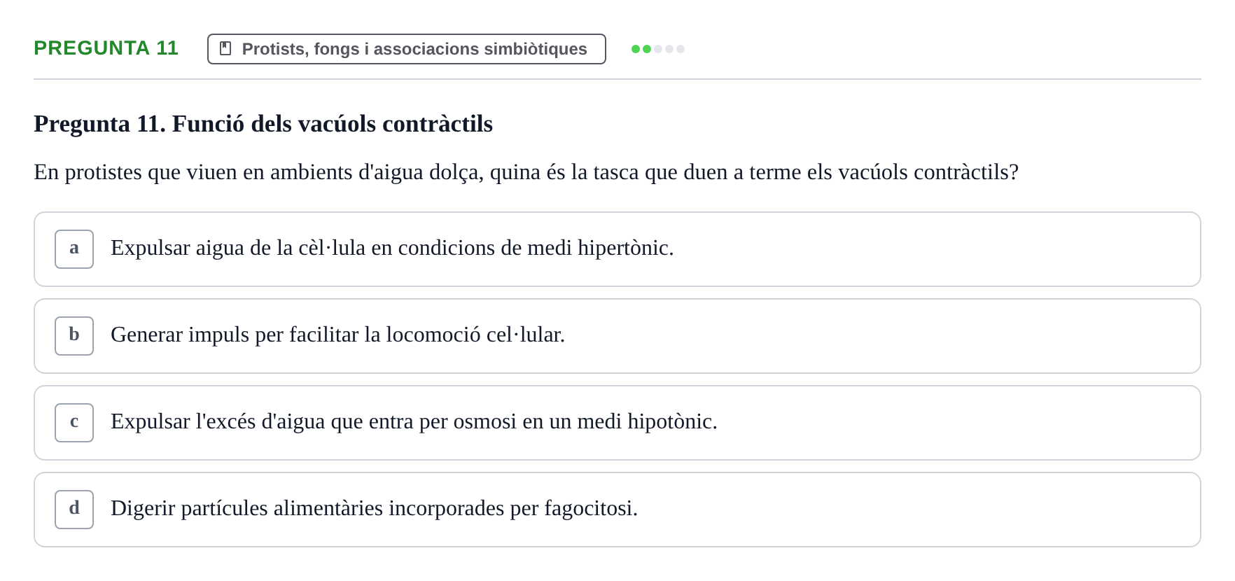 Enunciado: Pregunta 11 · Biología URV Examen de Biologia