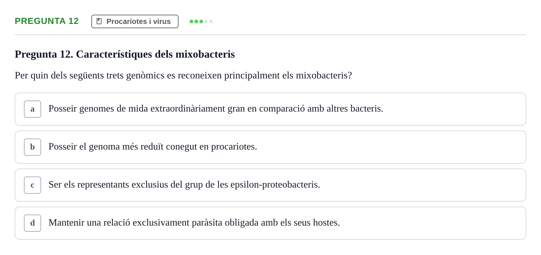Enunciado: Pregunta 12 · Biología URV Examen de Biologia