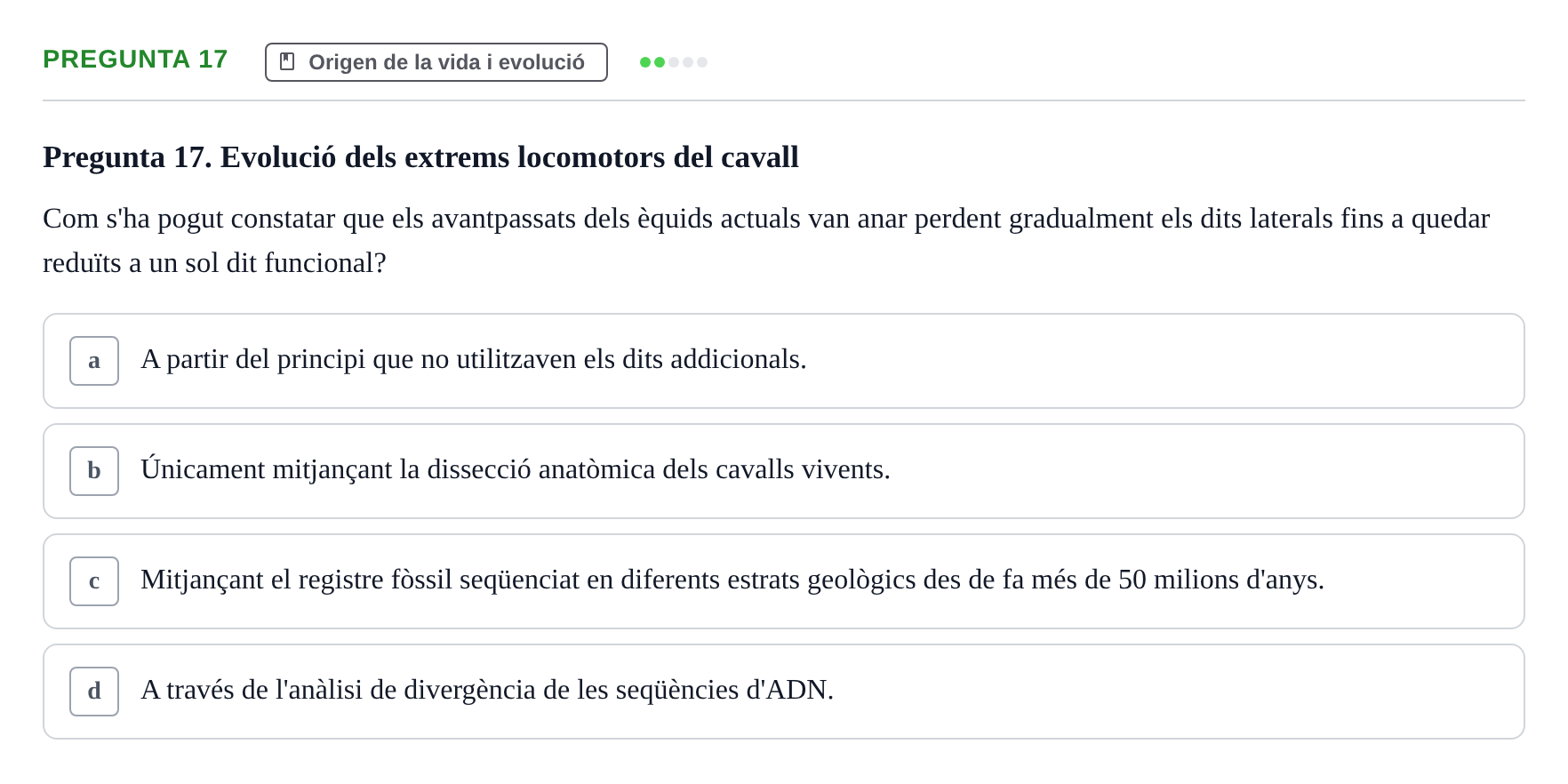 Enunciado: Pregunta 17 · Biología URV Examen de Biologia