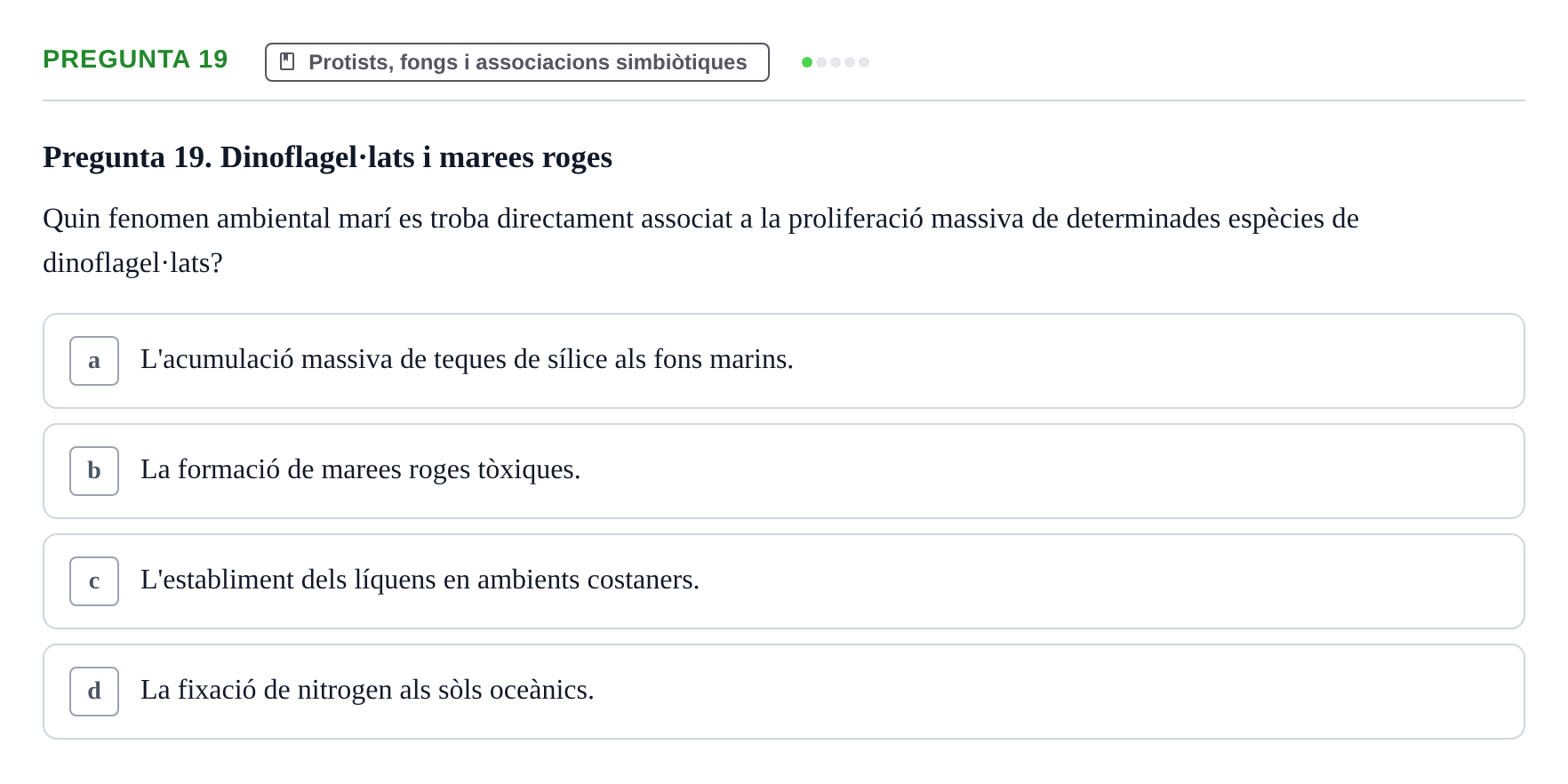 Enunciado: Pregunta 19 · Biología URV Examen de Biologia