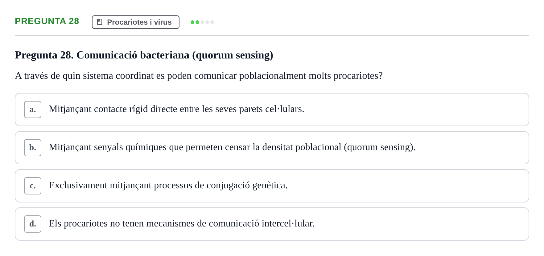 Enunciado: Pregunta 28 · Biología URV Examen de Biologia