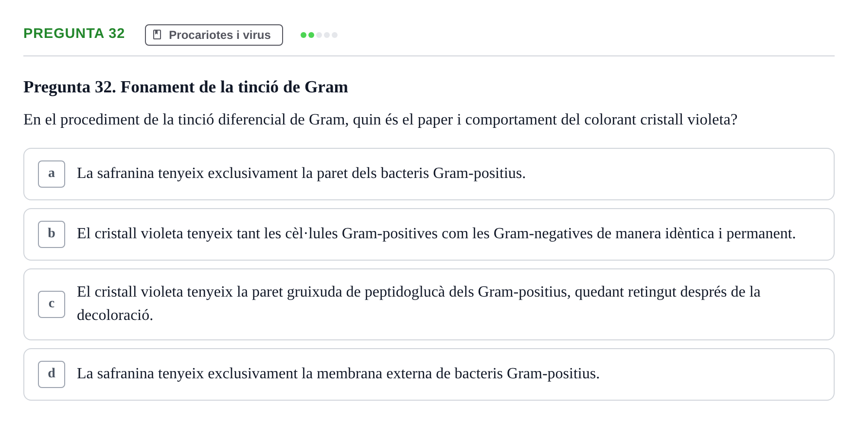 Enunciado: Pregunta 32 · Biología URV Examen de Biologia