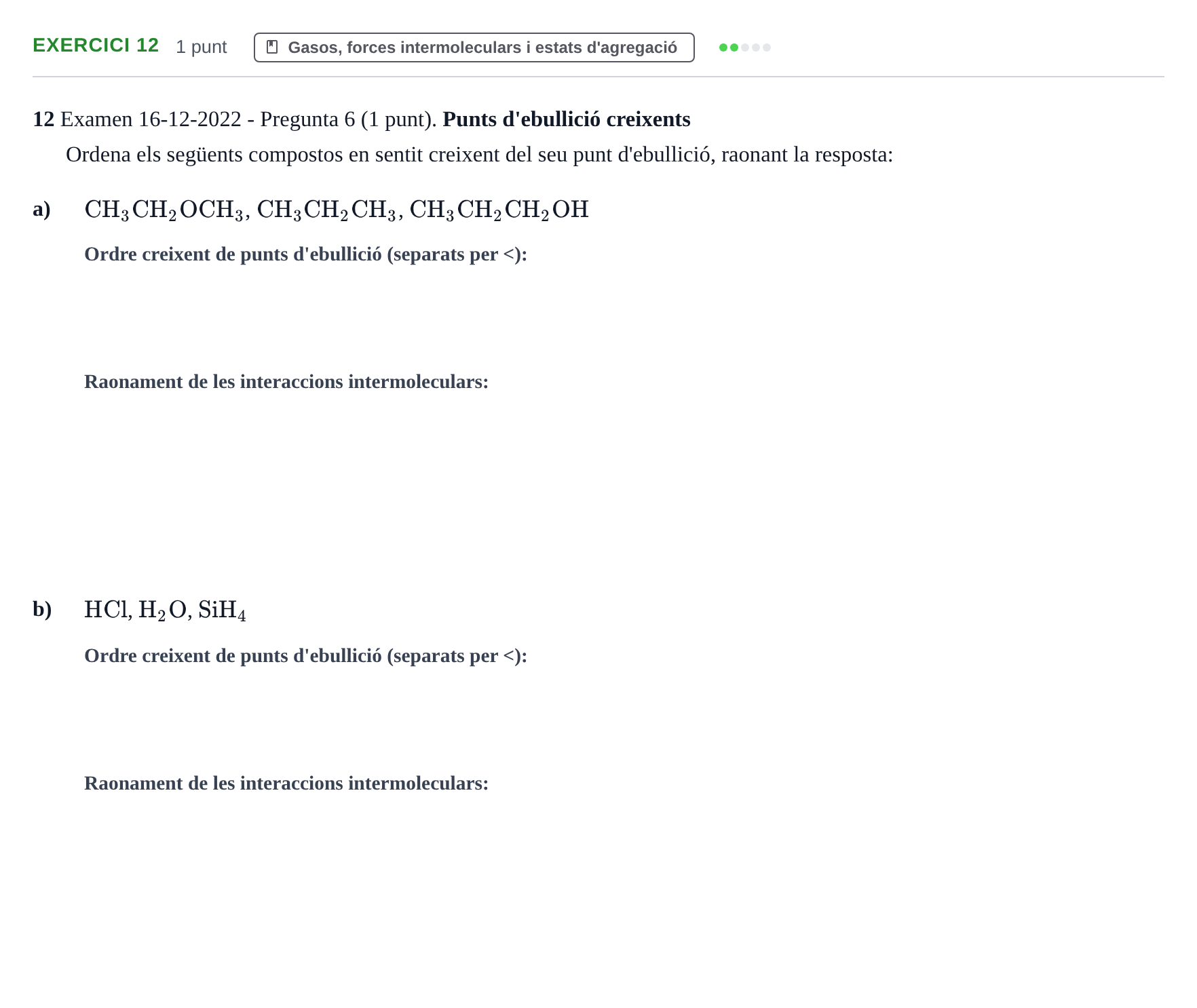 Enunciado: Problema 12 · Química I URV 2018