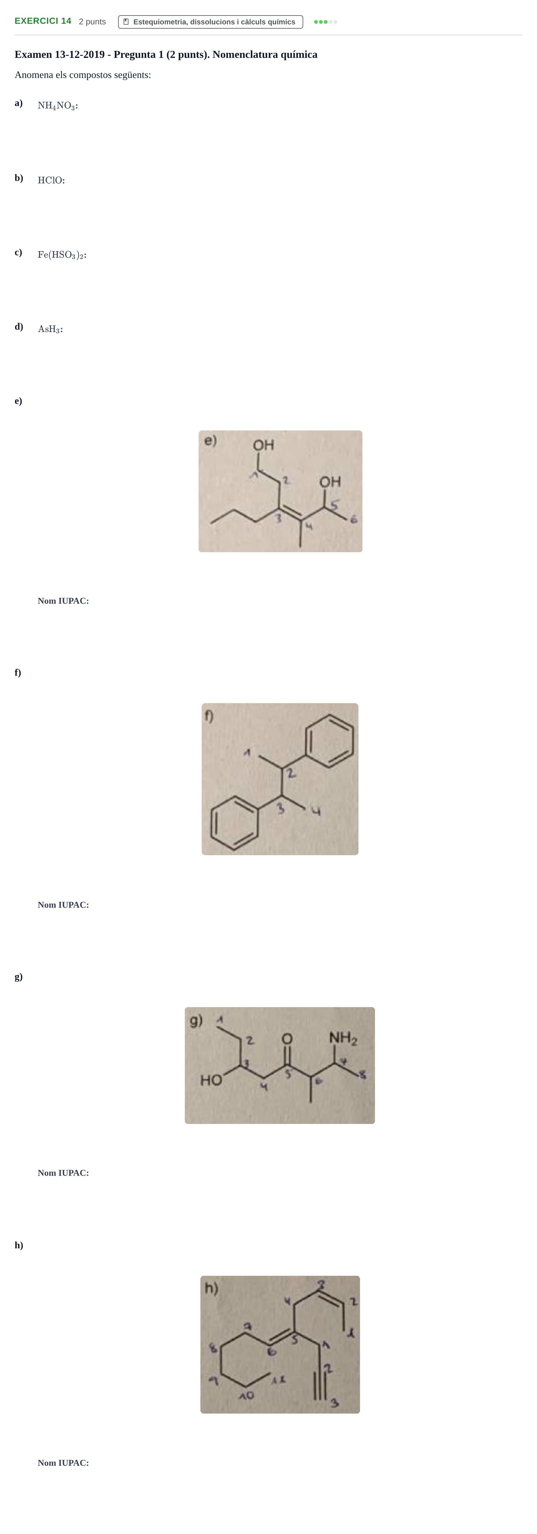 Enunciado: Problema 14 · Química I URV 2018
